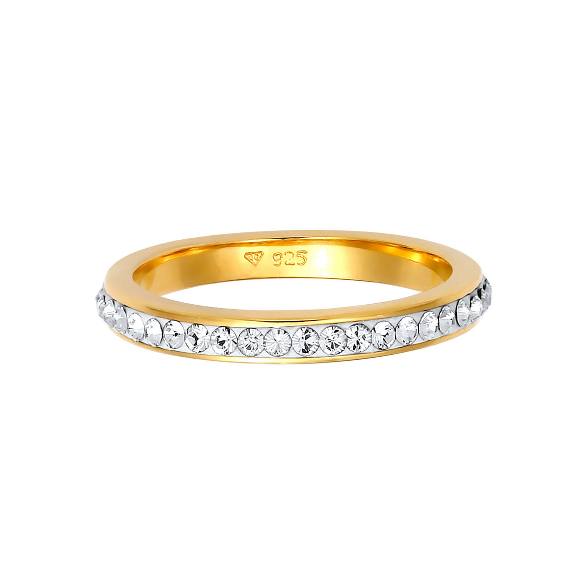 Gold - Elli | Bandring | Mit Kristallen von Swarovski®n von Swarovski® (Weiß) | 925 Sterling Silber vergoldet