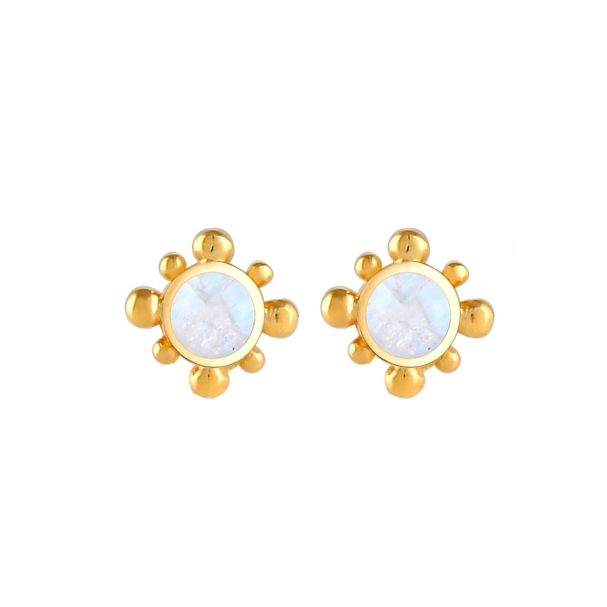 Gold - Elli | Ohrstecker | Mondstein ( Weiß ) | 925 Sterling Silber vergoldet