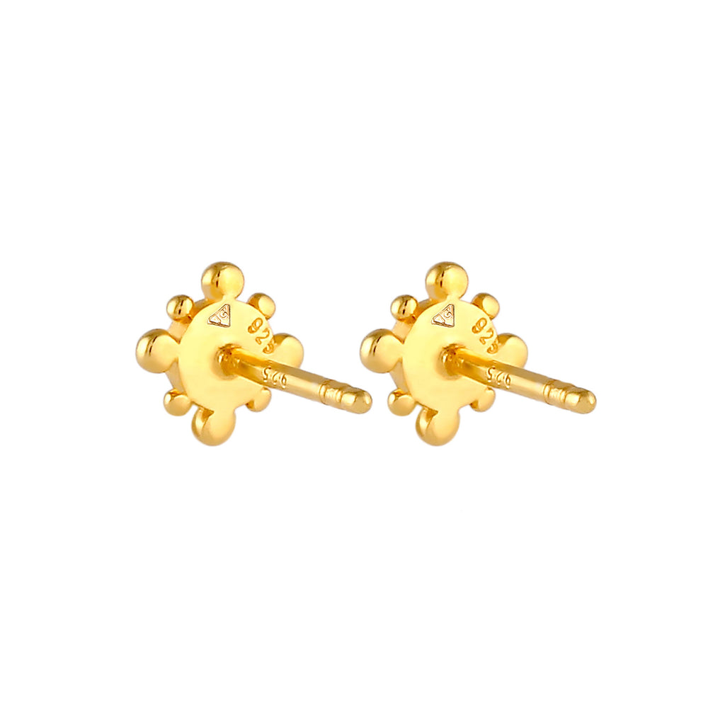 Gold - Elli | Ohrstecker | Mondstein ( Weiß ) | 925 Sterling Silber vergoldet