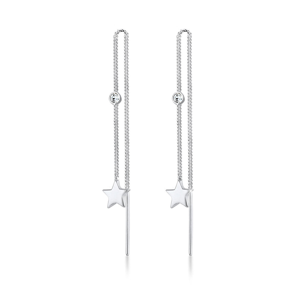 Silber - Elli | Ohrhänger Astro | Mit Kristallen von Swarovski® (Weiß) | 925er Sterling Silber