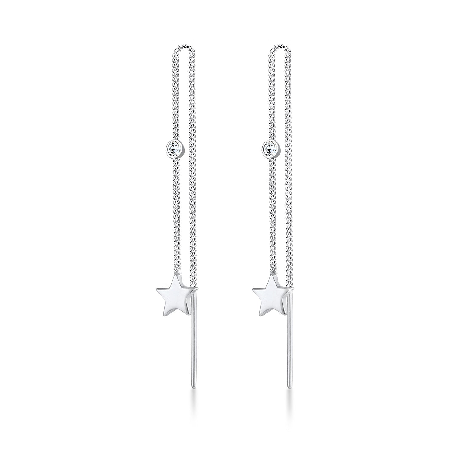 Silber - Elli | Ohrhänger Astro | Mit Kristallen von Swarovski® (Weiß) | 925er Sterling Silber