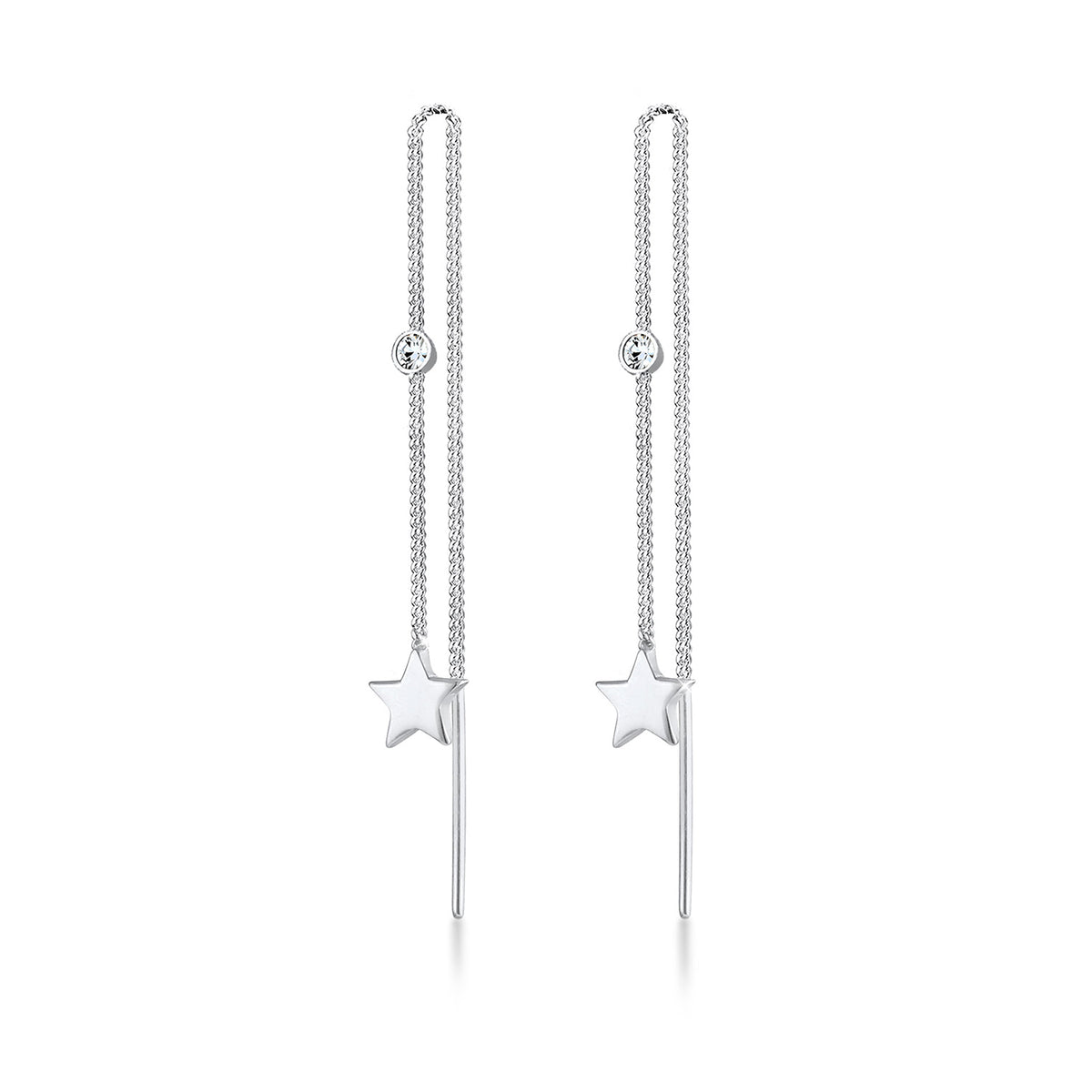 Silber - Elli | Ohrhänger Astro | Mit Kristallen von Swarovski® (Weiß) | 925er Sterling Silber
