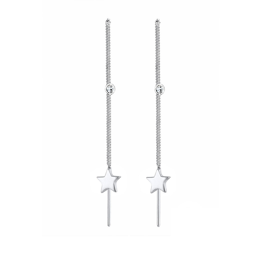 Silber - Elli | Ohrhänger Astro | Mit Kristallen von Swarovski® (Weiß) | 925er Sterling Silber