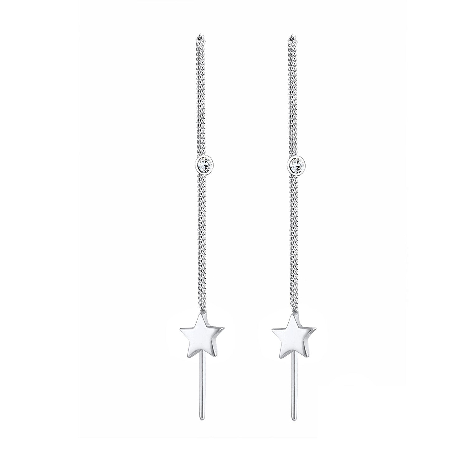 Silber - Elli | Ohrhänger Astro | Mit Kristallen von Swarovski® (Weiß) | 925er Sterling Silber