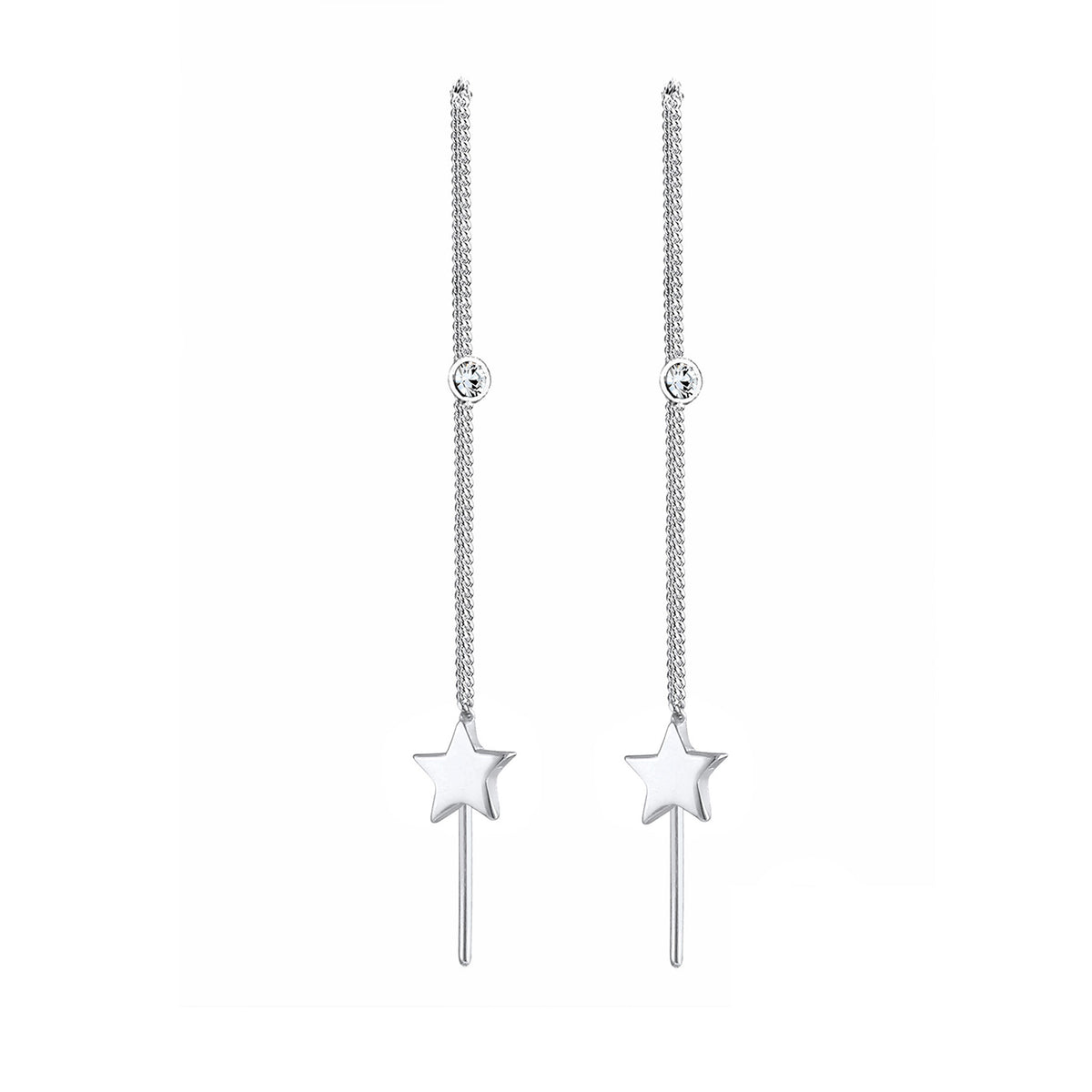Silber - Elli | Ohrhänger Astro | Mit Kristallen von Swarovski® (Weiß) | 925er Sterling Silber
