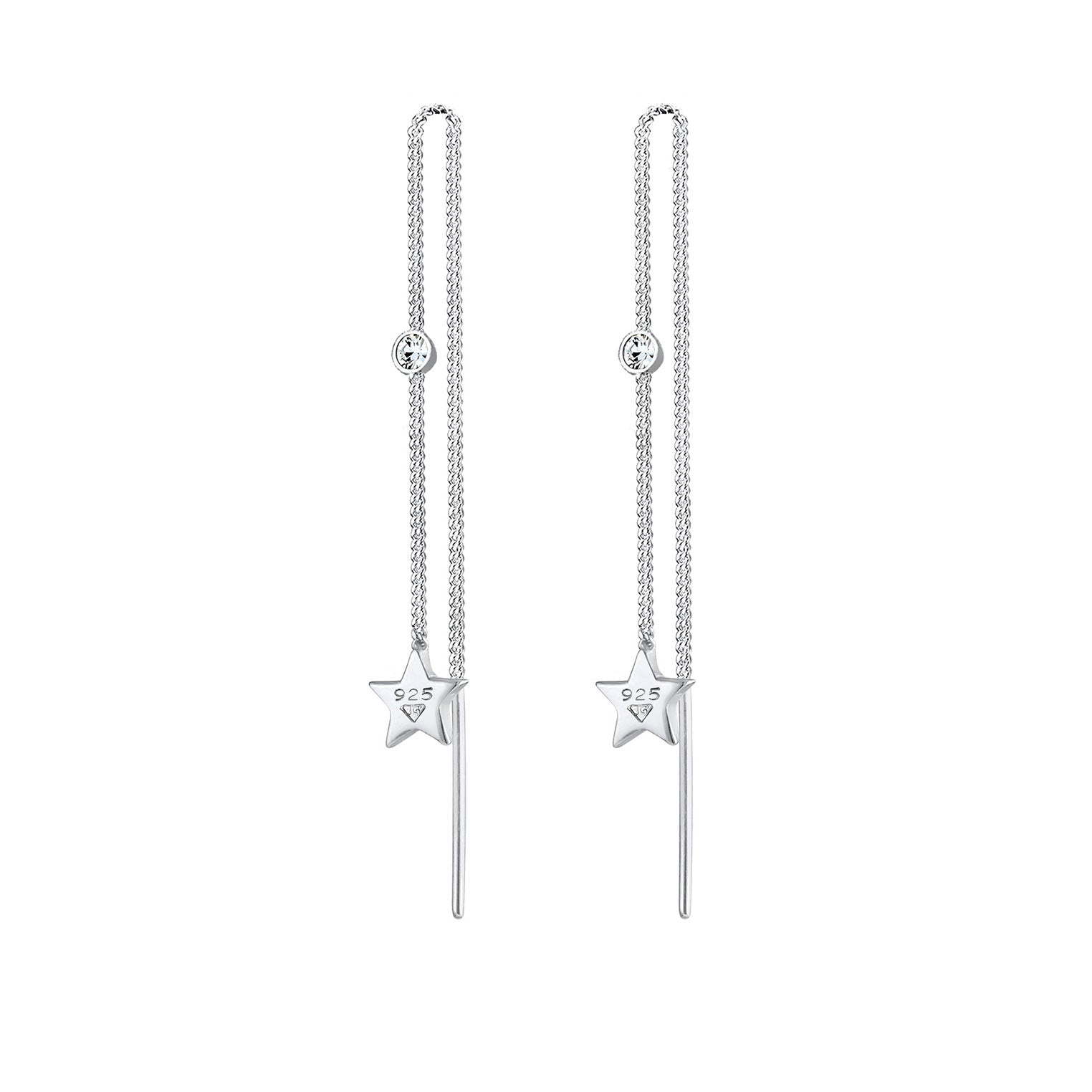 Silber - Elli | Ohrhänger Astro | Mit Kristallen von Swarovski® (Weiß) | 925er Sterling Silber