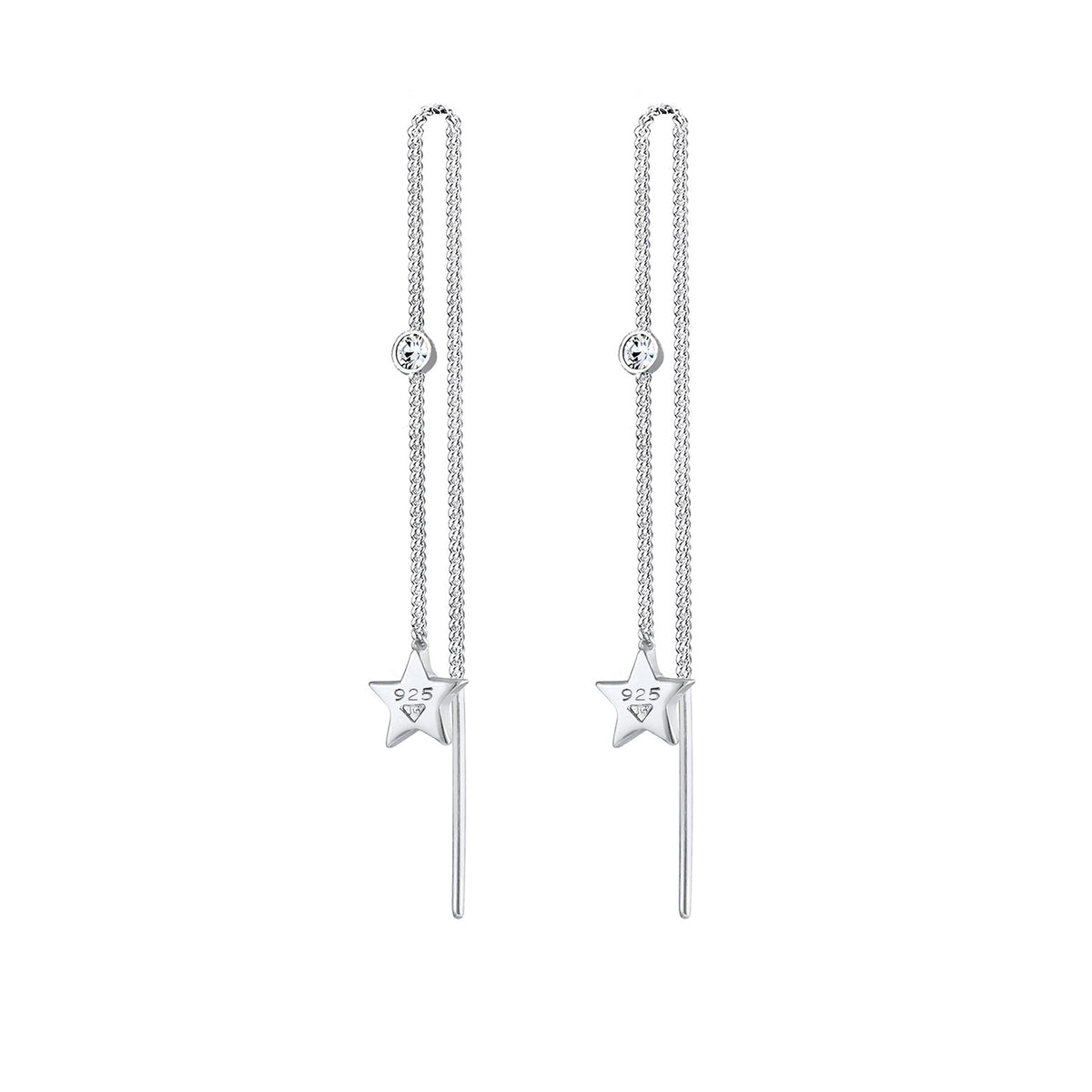 Silber - Elli | Ohrhänger Astro | Mit Kristallen von Swarovski® (Weiß) | 925er Sterling Silber
