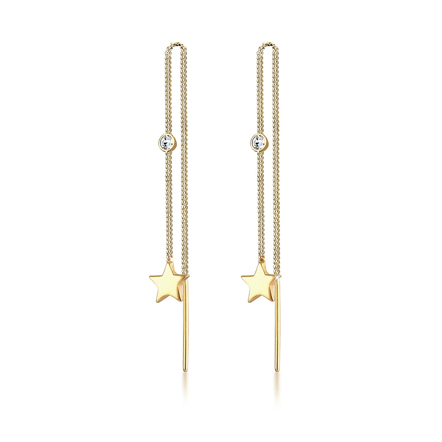 Gold - Elli | Ohrhänger Astro | Mit Kristallen von Swarovski® (Weiß) | 925 Sterling Silber vergoldet