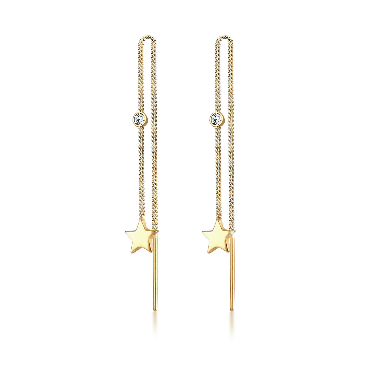 Gold - Elli | Ohrhänger Astro | Mit Kristallen von Swarovski® (Weiß) | 925 Sterling Silber vergoldet