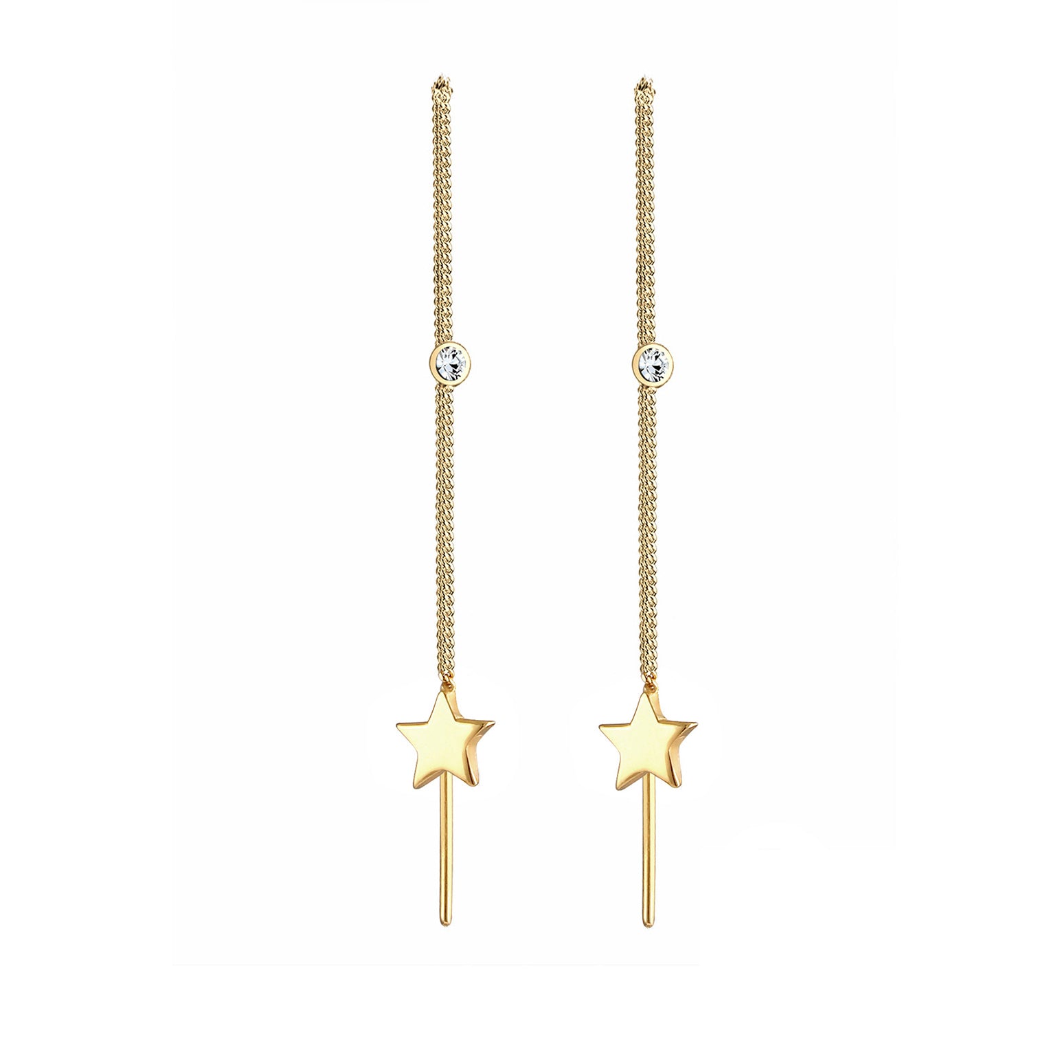 Gold - Elli | Ohrhänger Astro | Mit Kristallen von Swarovski® (Weiß) | 925 Sterling Silber vergoldet