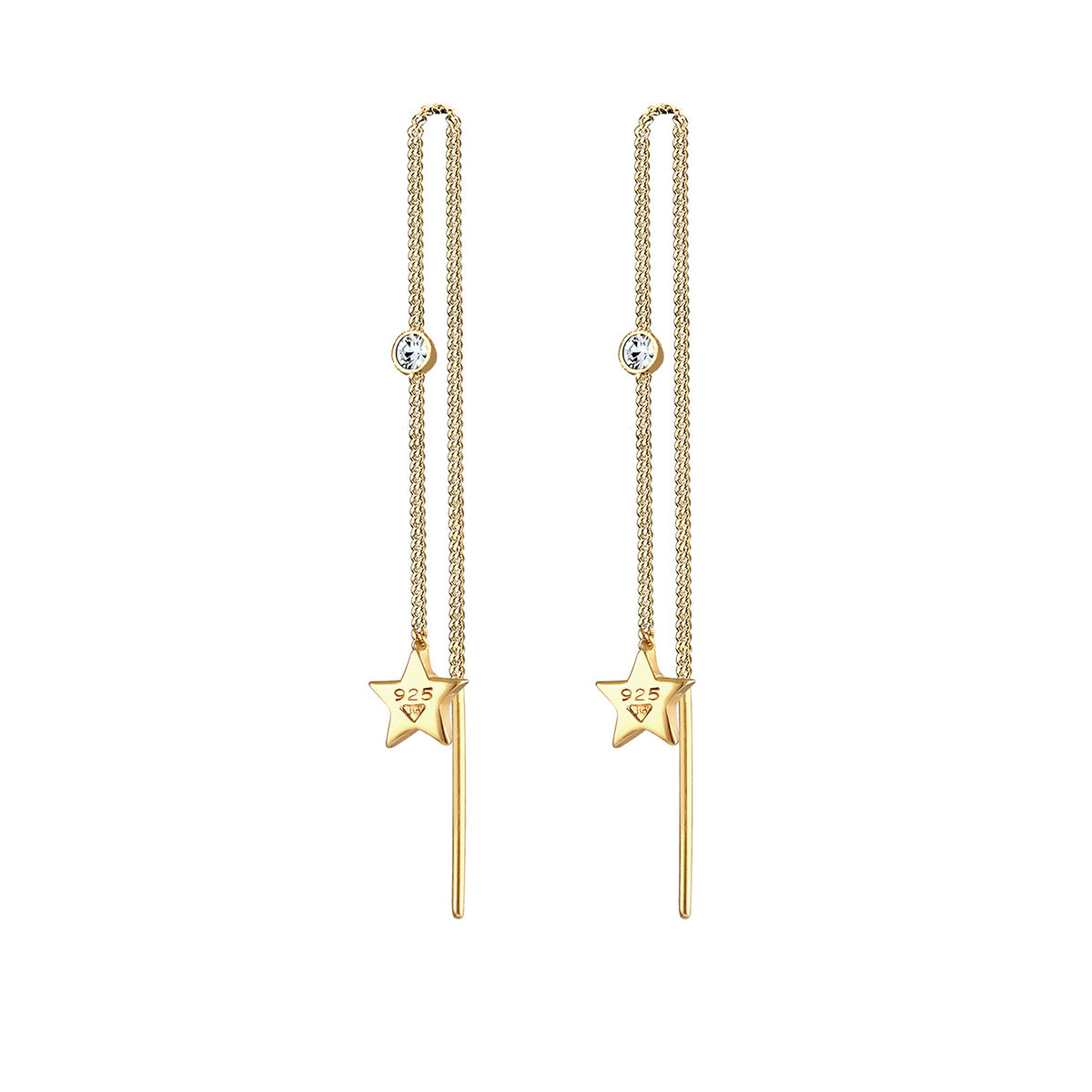 Gold - Elli | Ohrhänger Astro | Mit Kristallen von Swarovski® (Weiß) | 925 Sterling Silber vergoldet