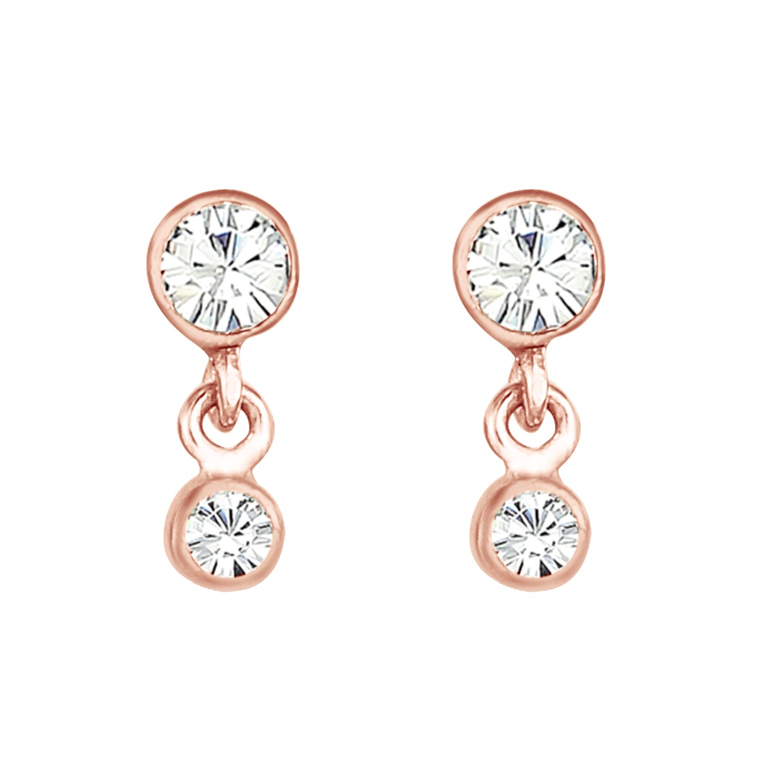 Roségold - Elli | Ohrhänger| Mit Kristallen von Swarovski® (Weiß) | 925 Sterling Silber Rosegold