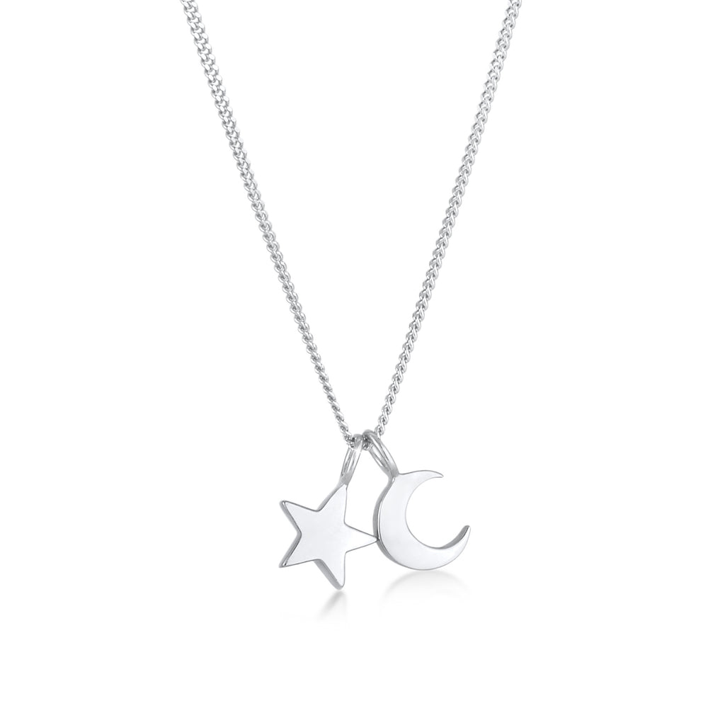 Silber - Elli | Halskette Mond Stern | 925er Sterling Silber