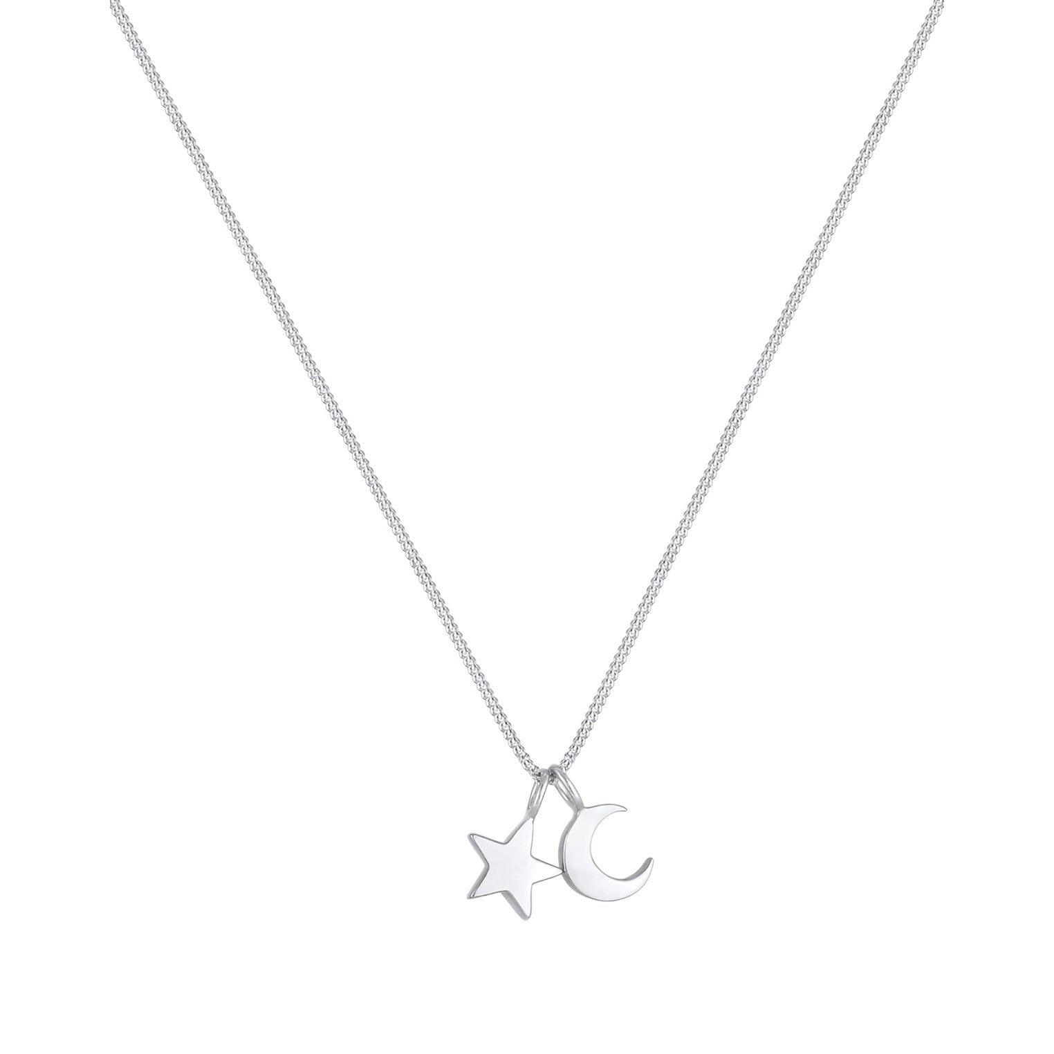 Silber - Elli | Halskette Mond Stern | 925er Sterling Silber