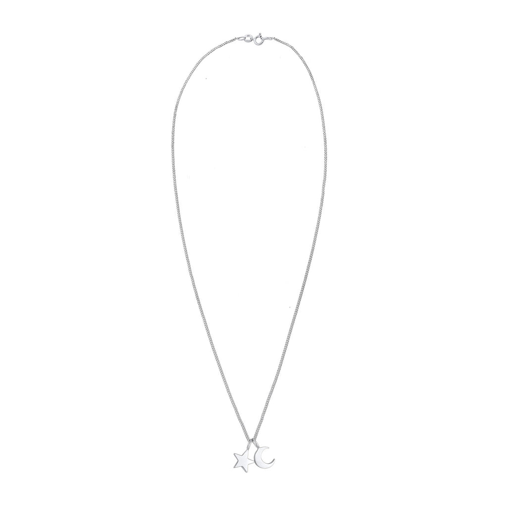 Silber - Elli | Halskette Mond Stern | 925er Sterling Silber