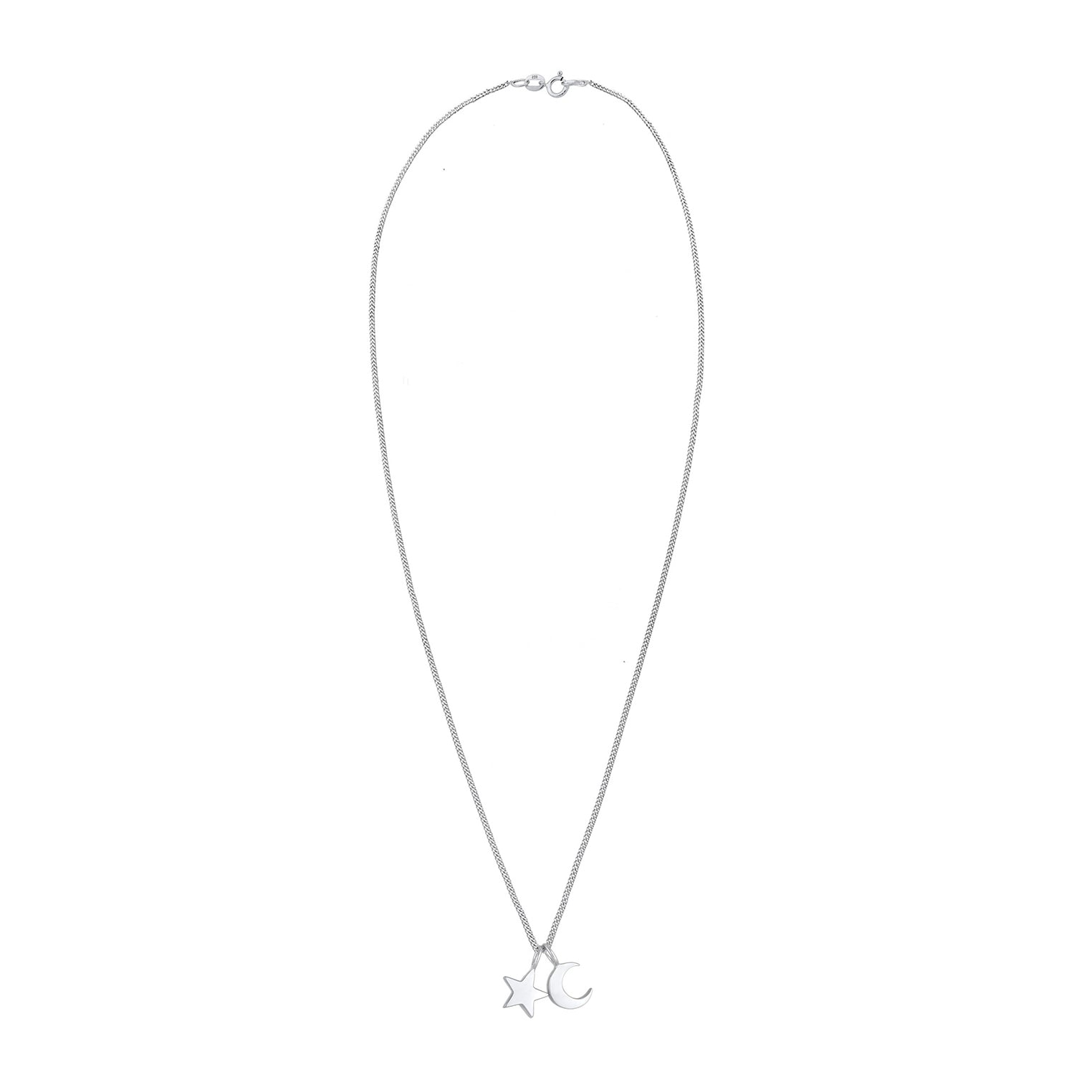 Silber - Elli | Halskette Mond Stern | 925er Sterling Silber