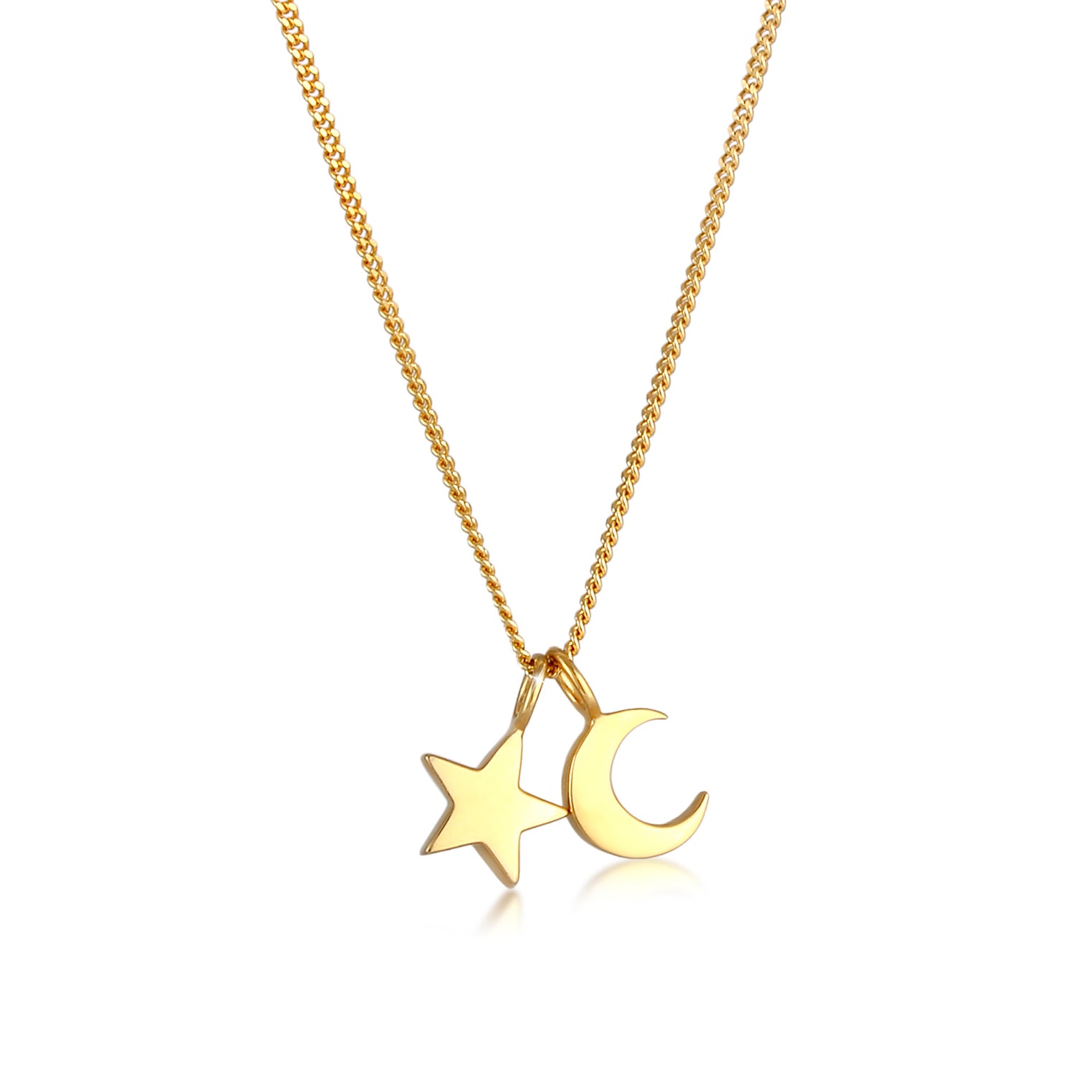 Gold - Elli | Halskette Mond Stern | 925er Sterling Silber vergoldet