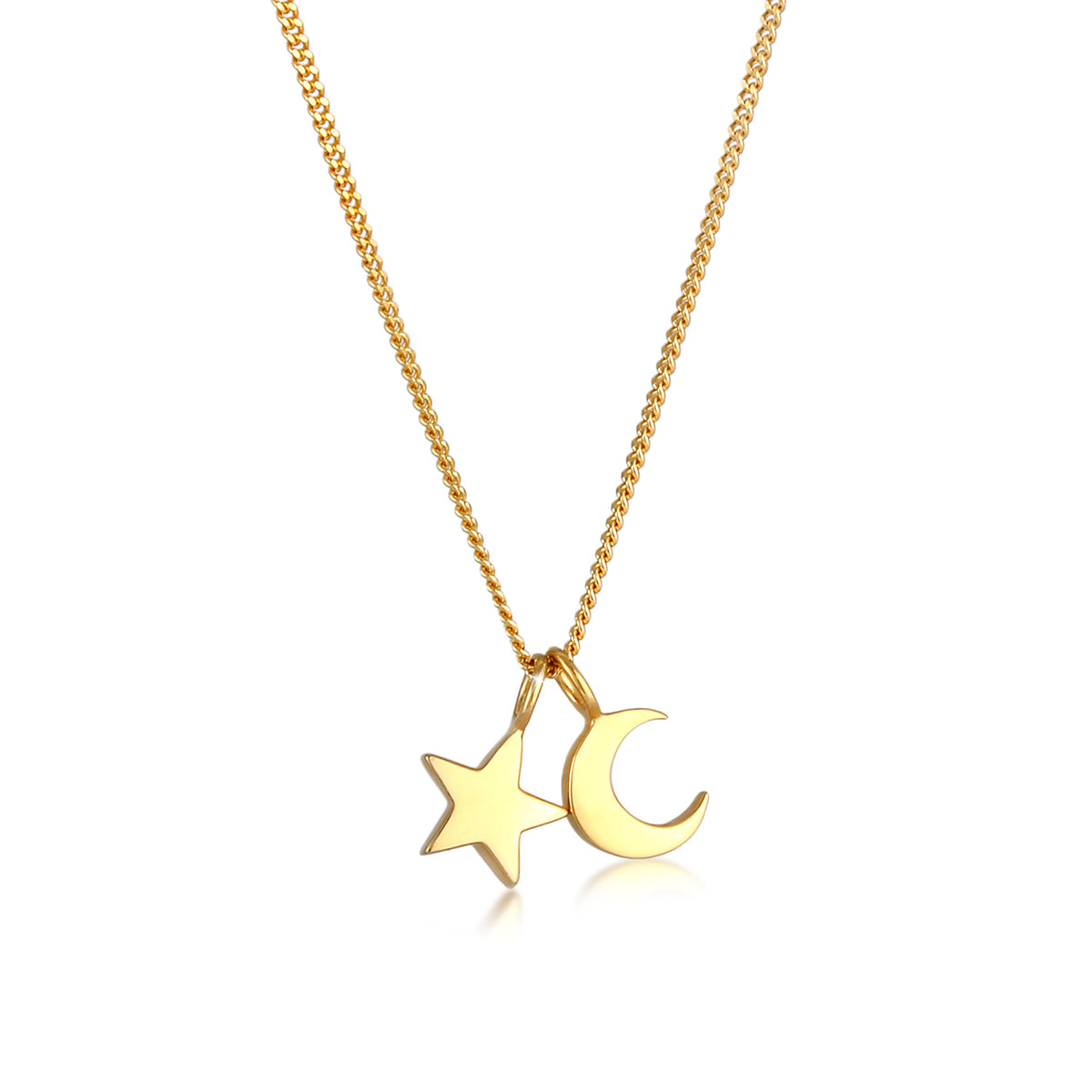 Gold - Elli | Halskette Mond Stern | 925er Sterling Silber vergoldet