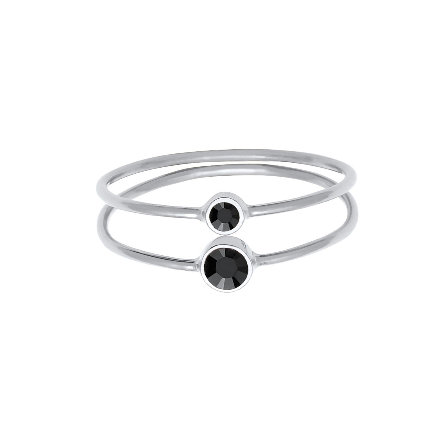 Silber - Elli | Solitär-Ring | Kristall ( Schwarz ) | 925er Sterling Silber