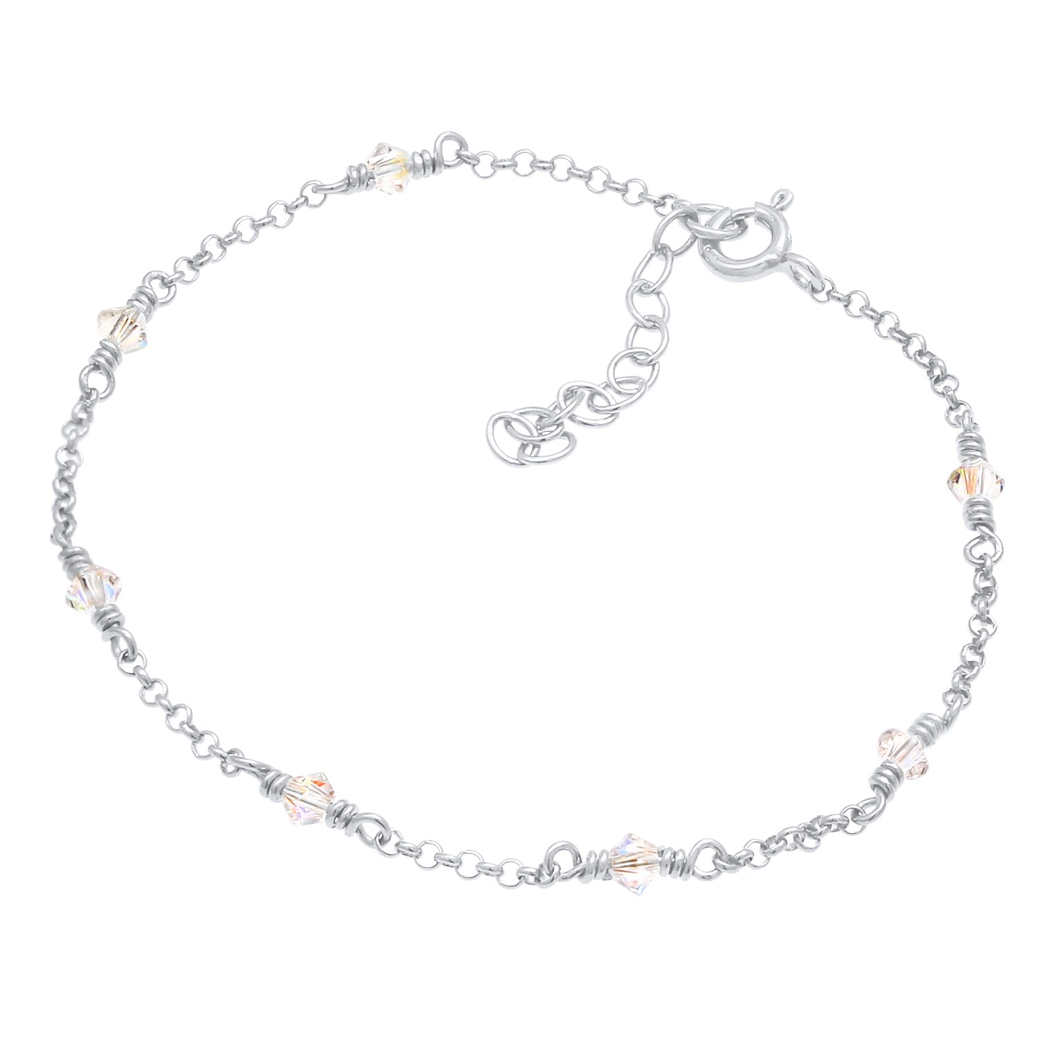 Silber - Elli | Armband | Kristall ( Weiß ) | 925er Sterling Silber