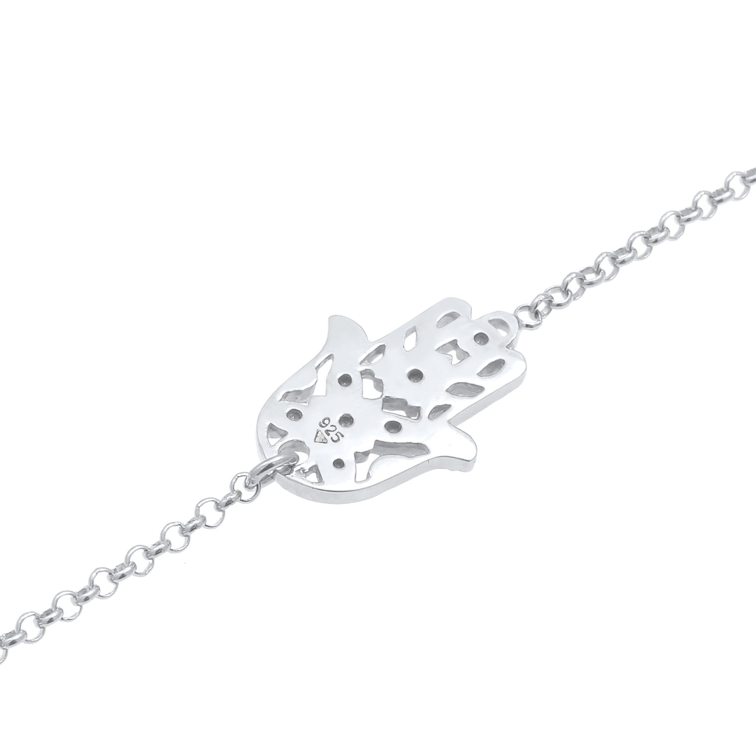 Silber - Elli | Armband Hamsa Hand | Mit Kristallen von Swarovski® (Weiß) | 925er Sterling Silber