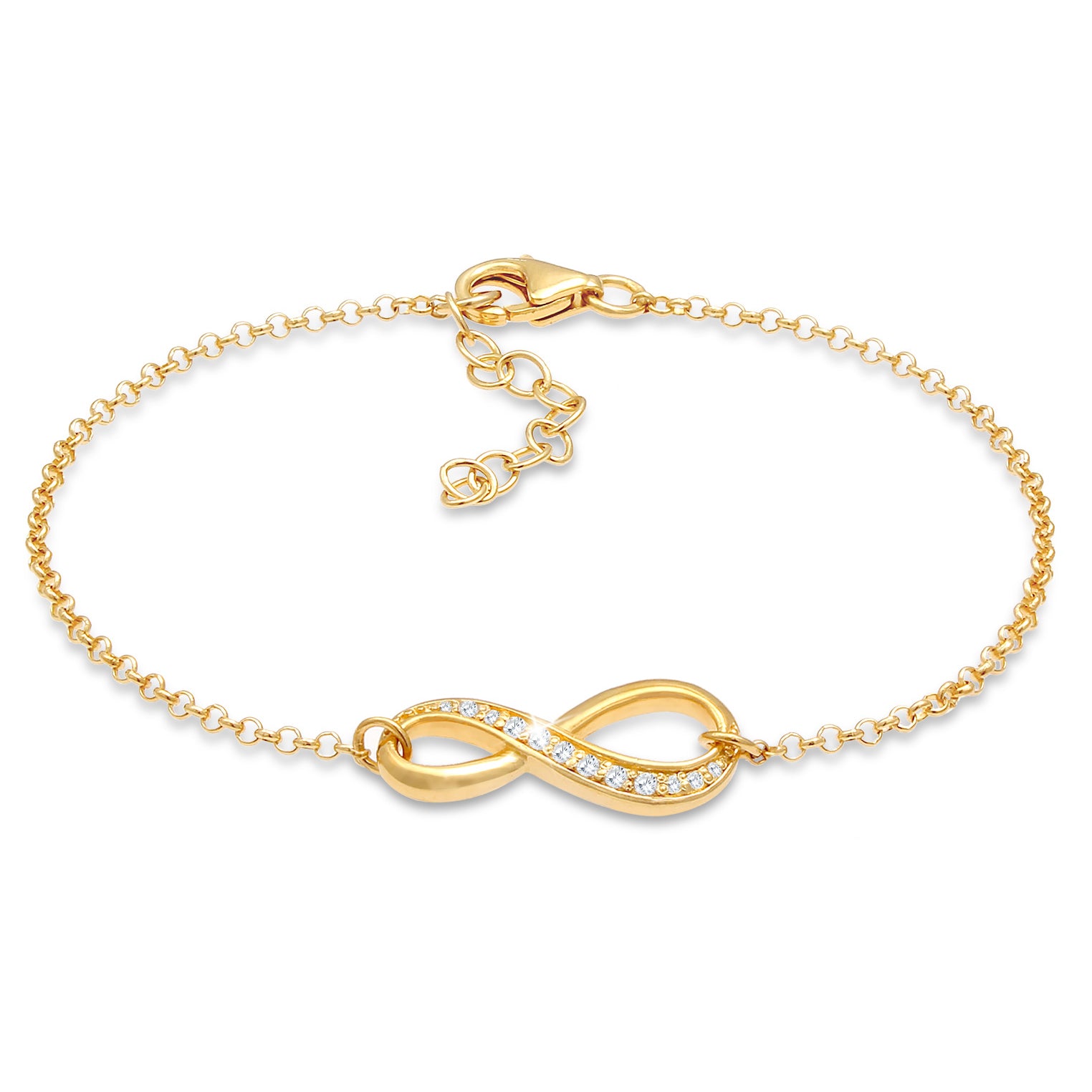 Gold - Elli | Armband Infinity | Zirkonia ( Weiß ) | 925 Sterling Silber vergoldet