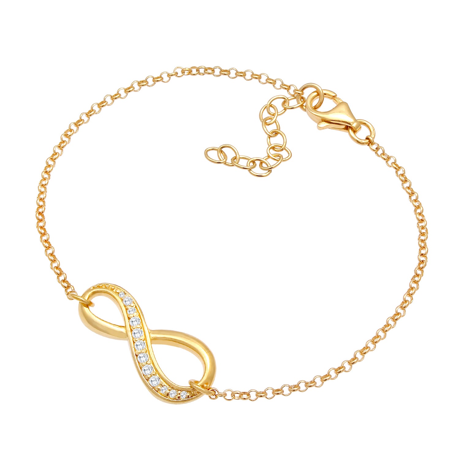 Gold - Elli | Armband Infinity | Zirkonia ( Weiß ) | 925 Sterling Silber vergoldet