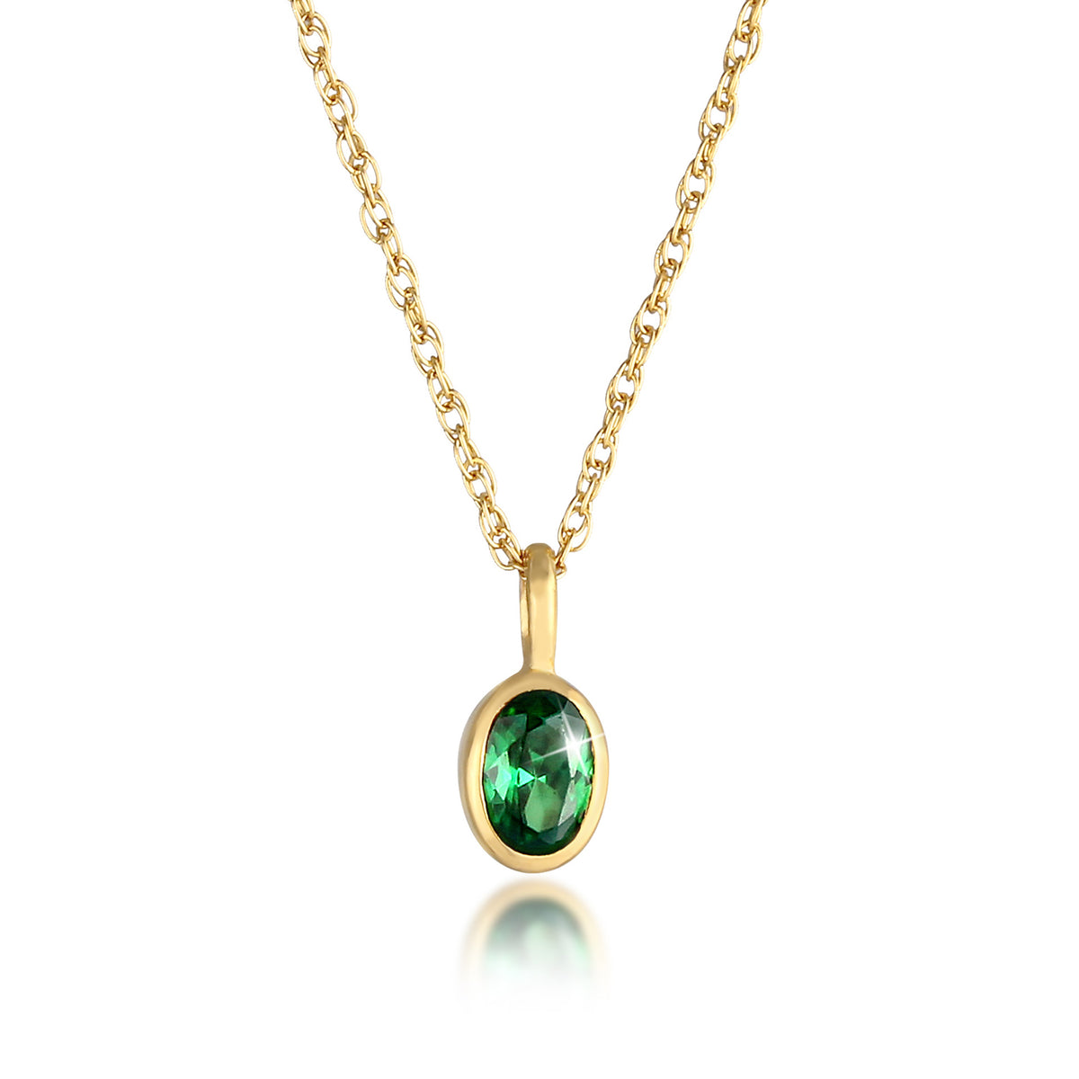 Gold - Elli | Halskette | Zirkonia (Grün) | 925 Sterling Silber vergoldet
