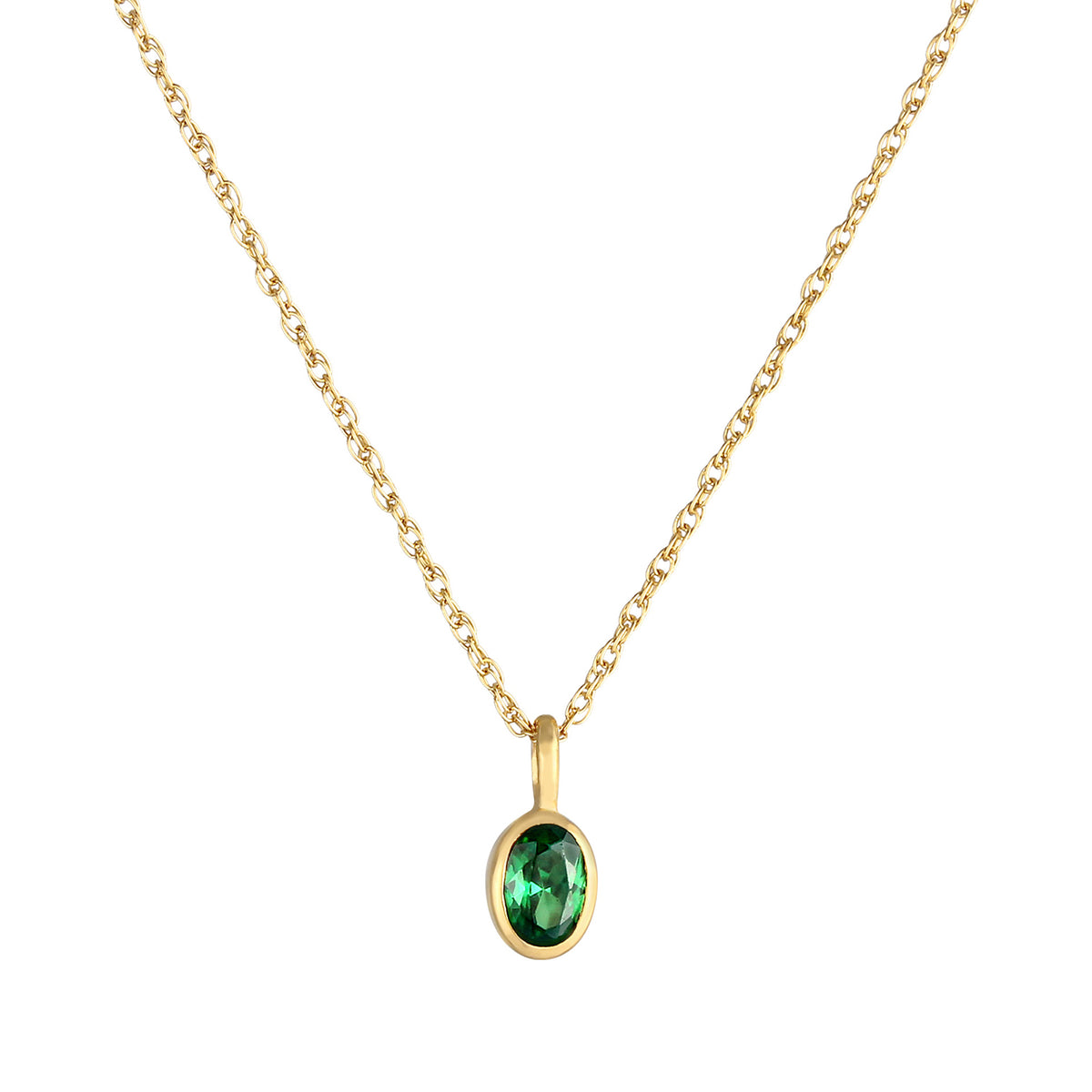 Gold - Elli | Halskette | Zirkonia (Grün) | 925 Sterling Silber vergoldet