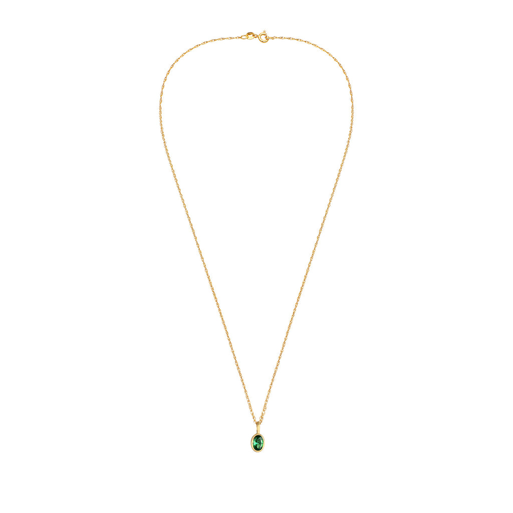 Gold - Elli | Halskette | Zirkonia (Grün) | 925 Sterling Silber vergoldet