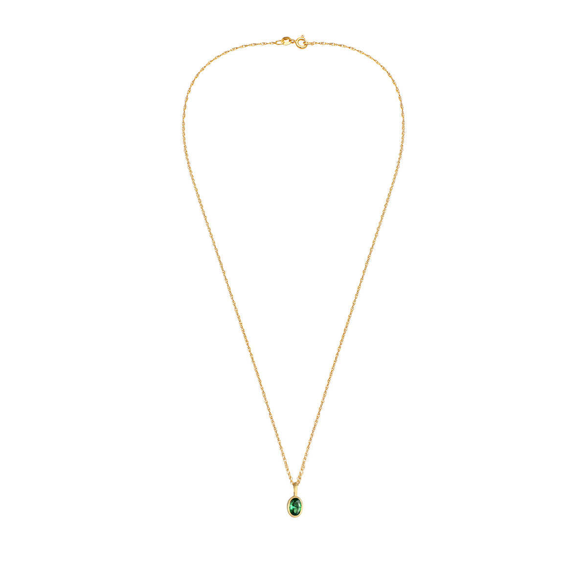Gold - Elli | Halskette | Zirkonia (Grün) | 925 Sterling Silber vergoldet