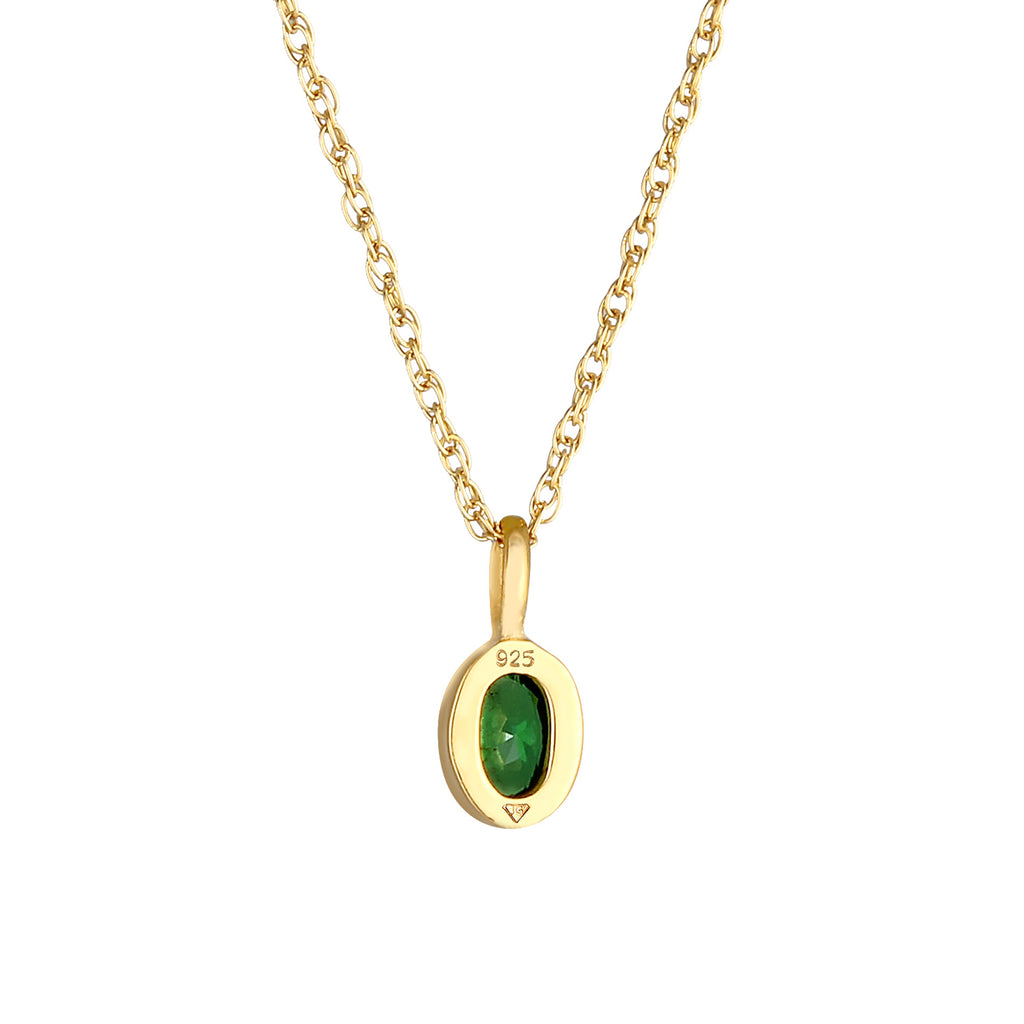 Gold - Elli | Halskette | Zirkonia (Grün) | 925 Sterling Silber vergoldet