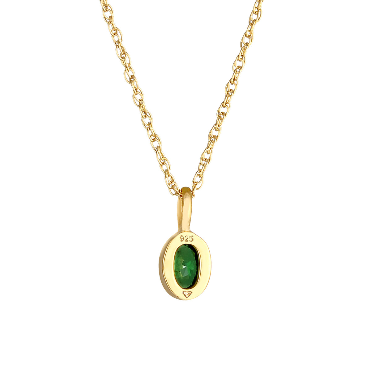 Gold - Elli | Halskette | Zirkonia (Grün) | 925 Sterling Silber vergoldet