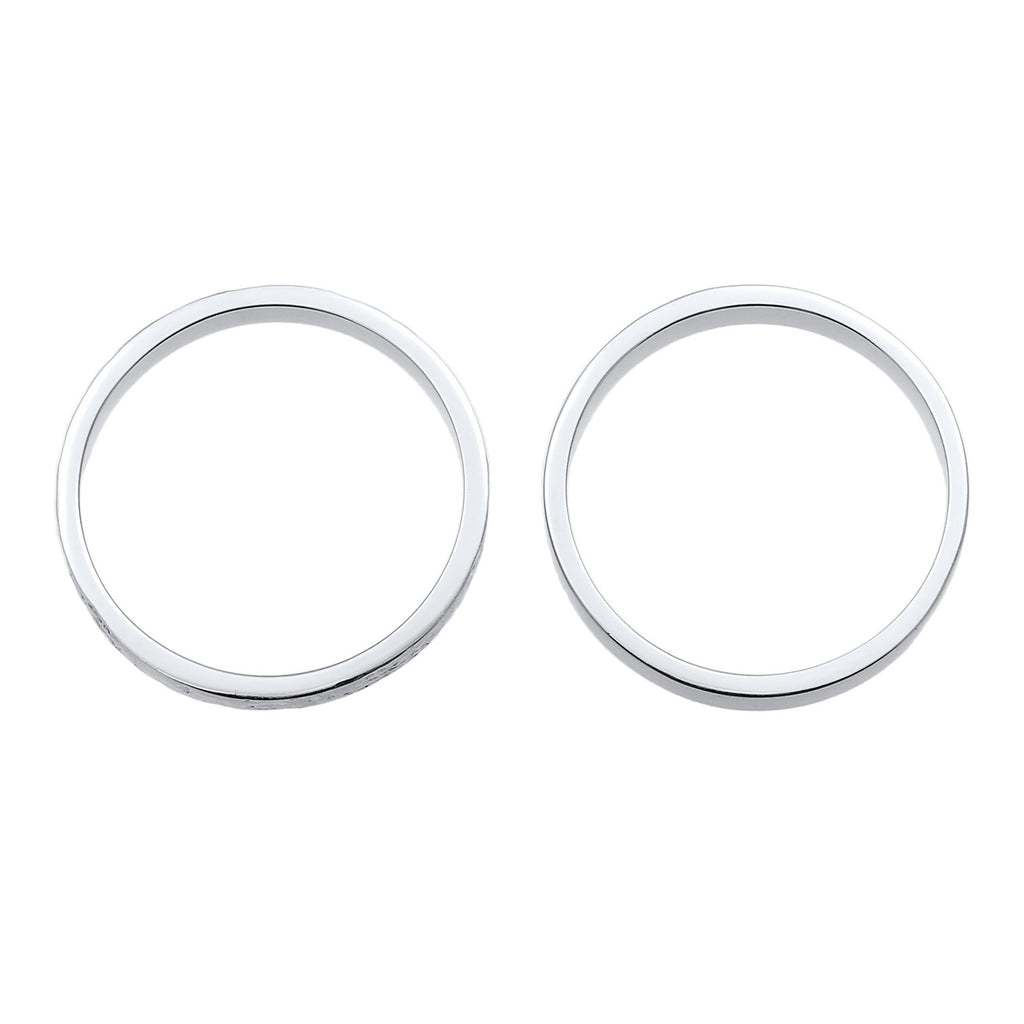 Silber - Elli | Bandring 2er Set | Gehämmert & Glänzend | 925 Sterling Silber