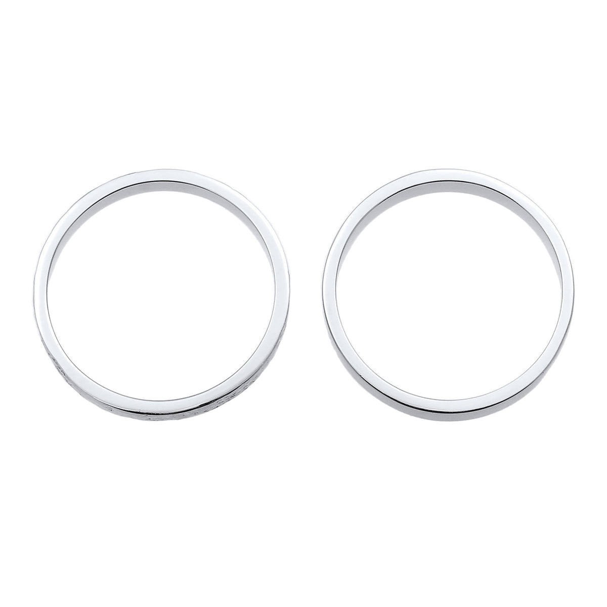 Silber - Elli | Bandring 2er Set | Gehämmert & Glänzend | 925 Sterling Silber