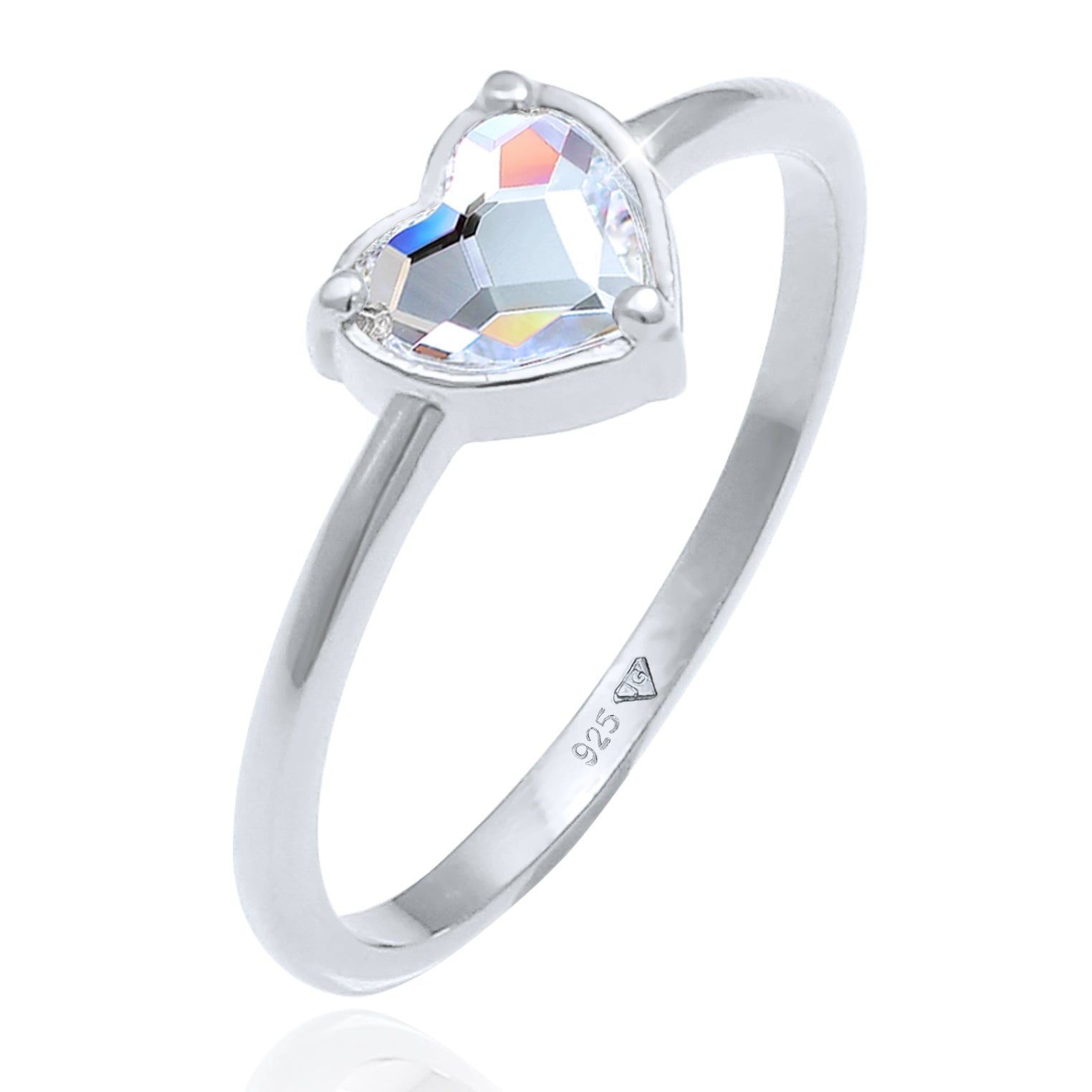 Silber - Elli | Ring Herz | Kristall ( Weiß ) | 925er Sterling Silber