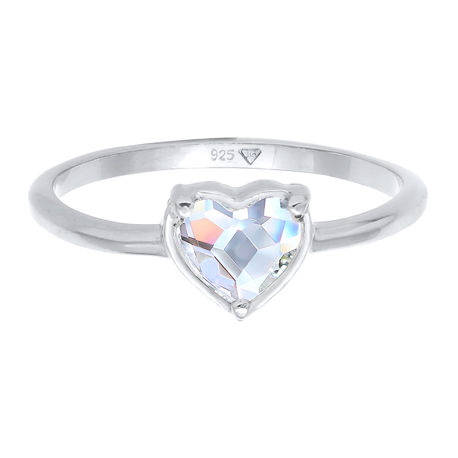 Silber - Elli | Ring Herz | Kristall ( Weiß ) | 925er Sterling Silber