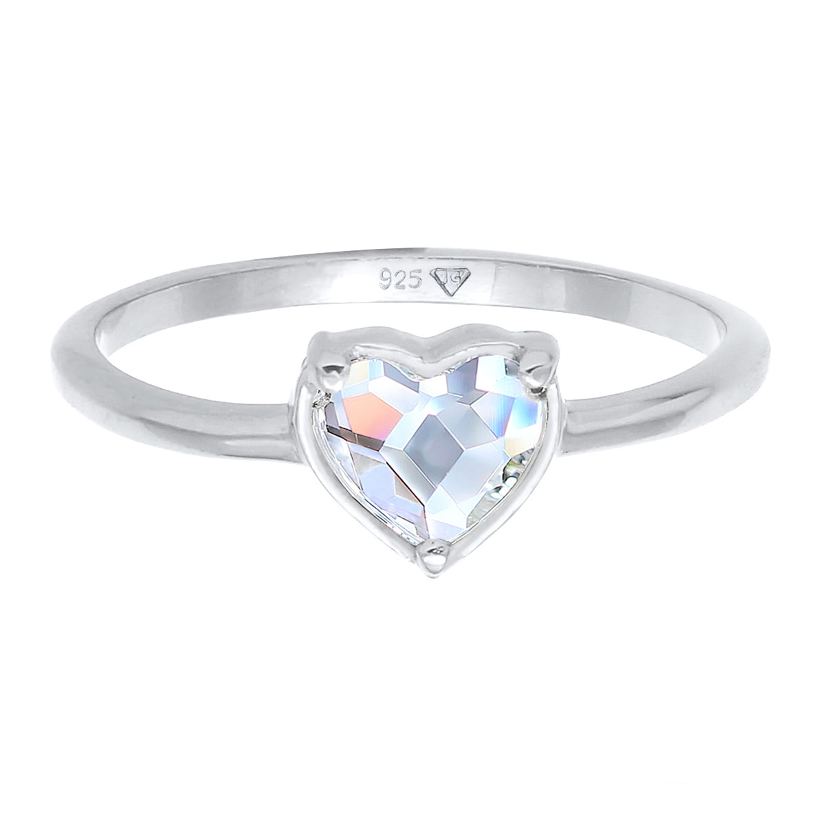 Silber - Elli | Ring Herz | Kristall (Weiß) | 925er Sterling Silber