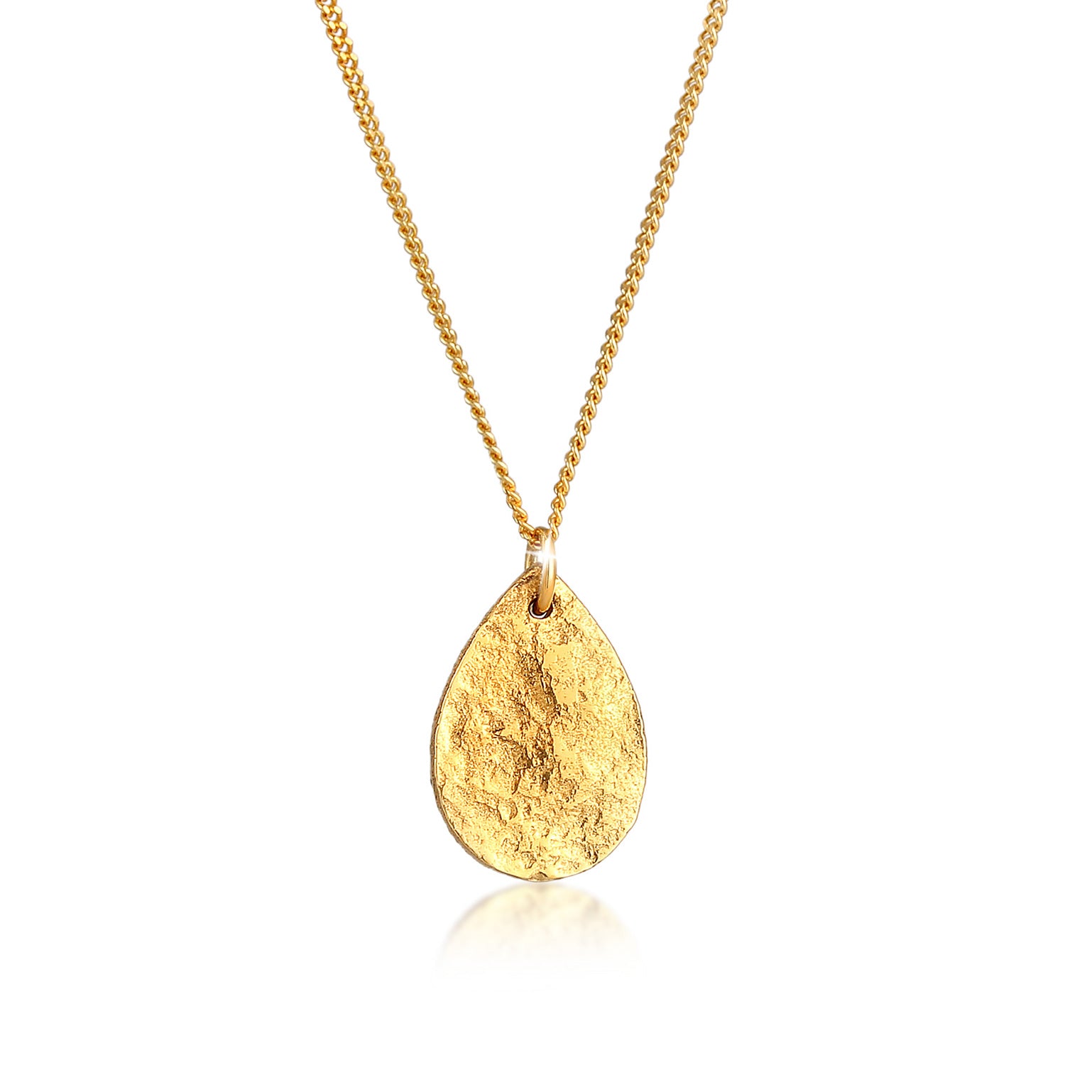 Gold - Elli | Halskette Plättchen Strukuriert | 925 Sterling Silber vergoldet