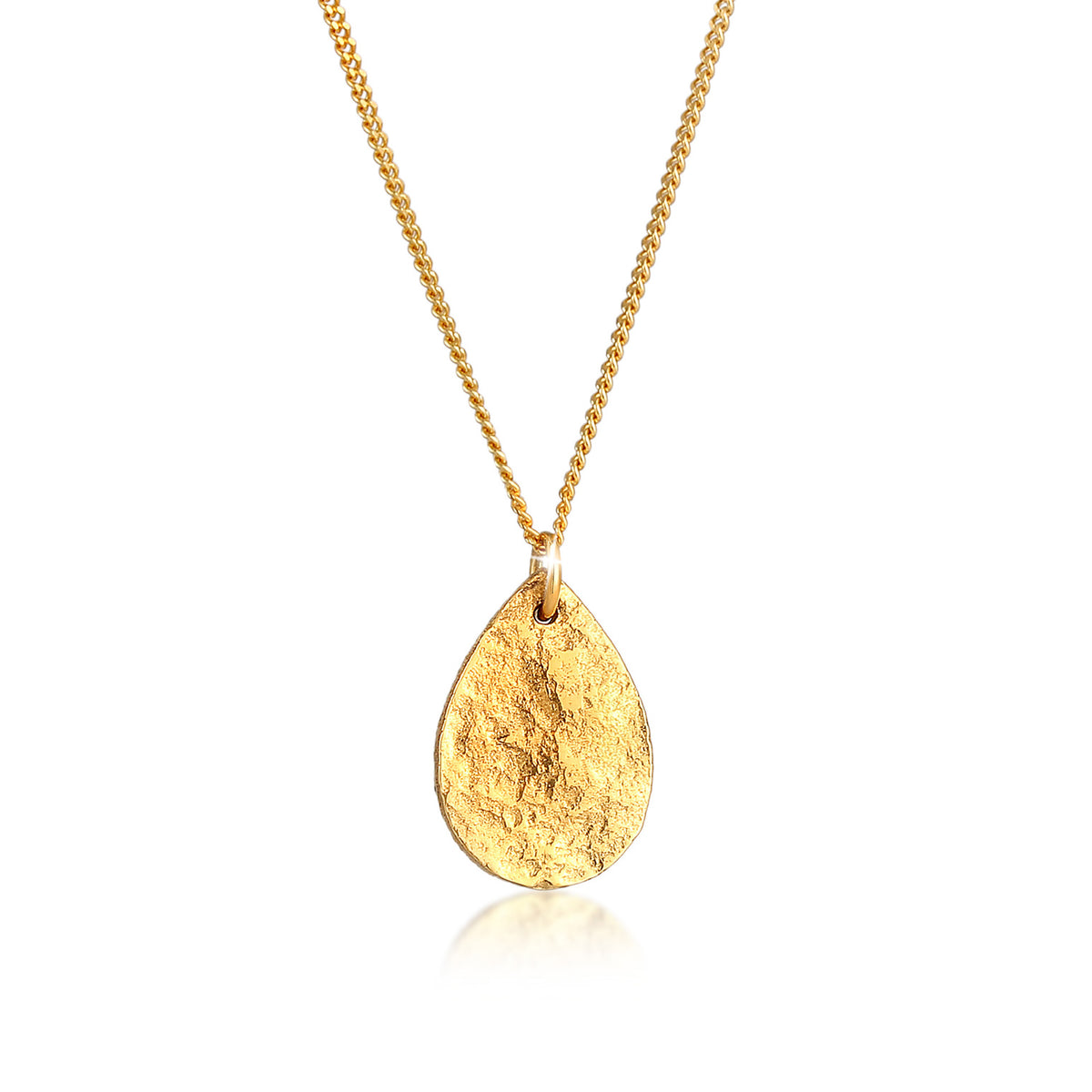Gold - Elli | Halskette Plättchen Strukuriert | 925 Sterling Silber vergoldet