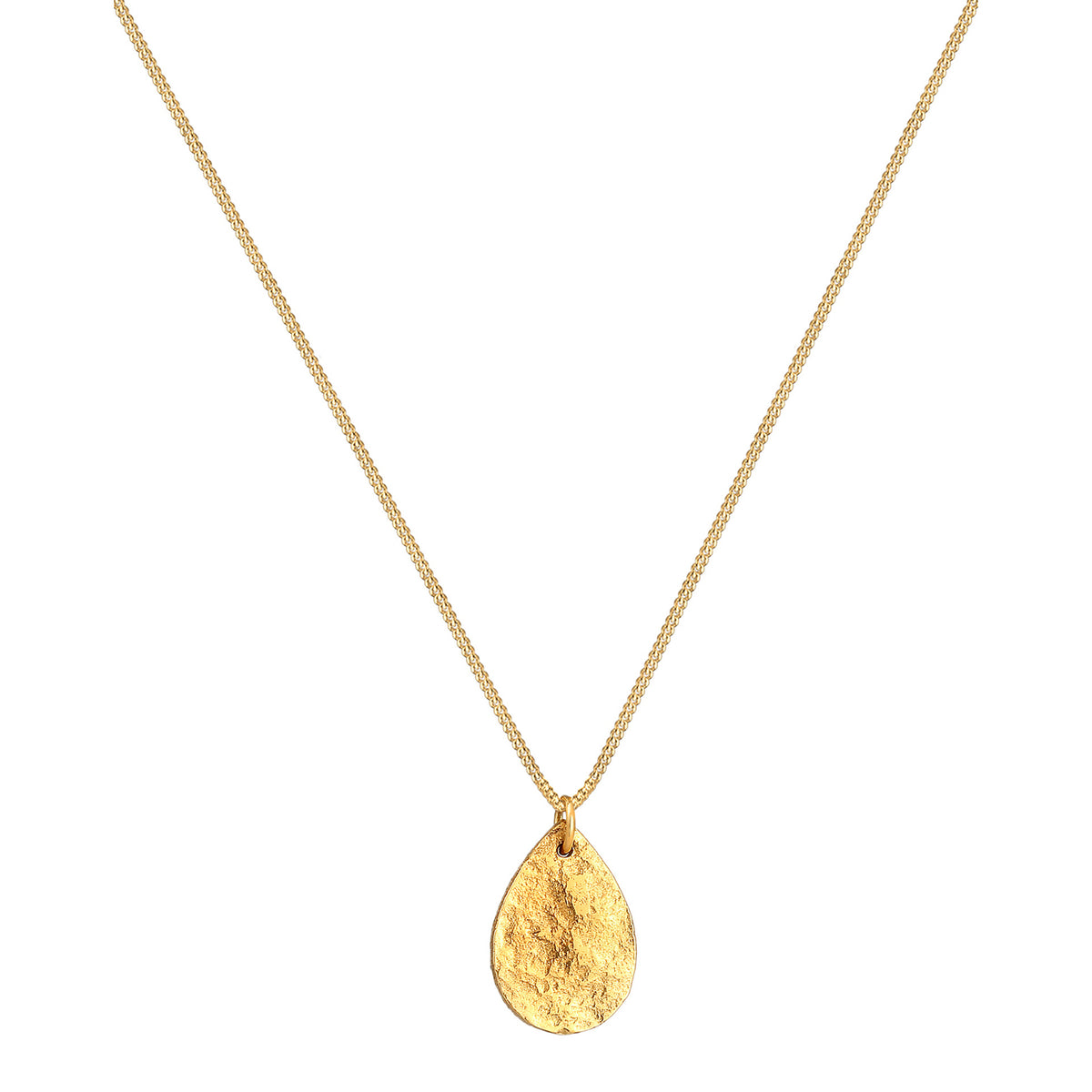 Gold - Elli | Halskette Plättchen Strukuriert | 925 Sterling Silber vergoldet