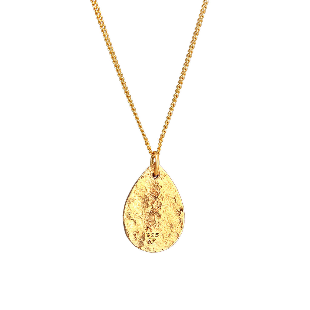 Gold - Elli | Halskette Plättchen Strukuriert | 925 Sterling Silber vergoldet