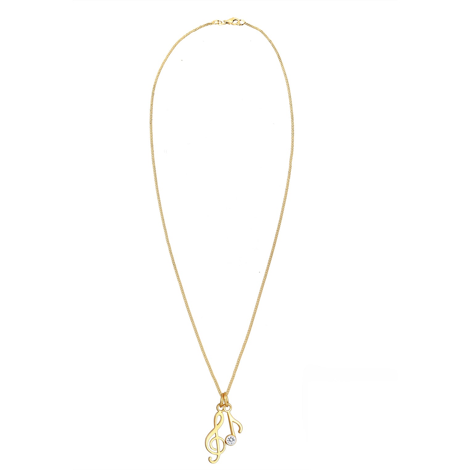 Gold - Elli | Halskette Notenschlüssel | Mit Kristallen von Swarovski® (Weiß) | 925 Sterling Silber vergoldet