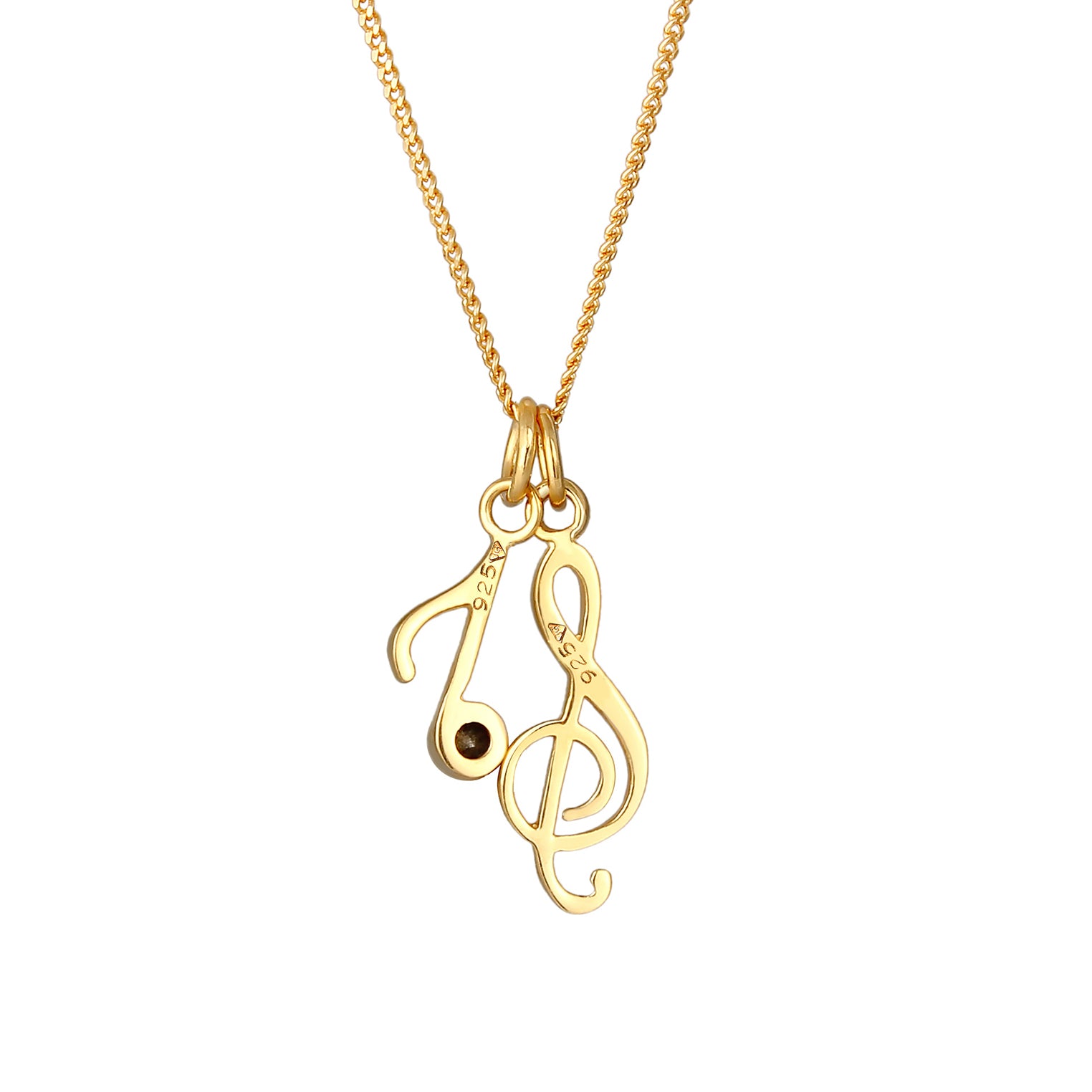 Gold - Elli | Halskette Notenschlüssel | Mit Kristallen von Swarovski® (Weiß) | 925 Sterling Silber vergoldet