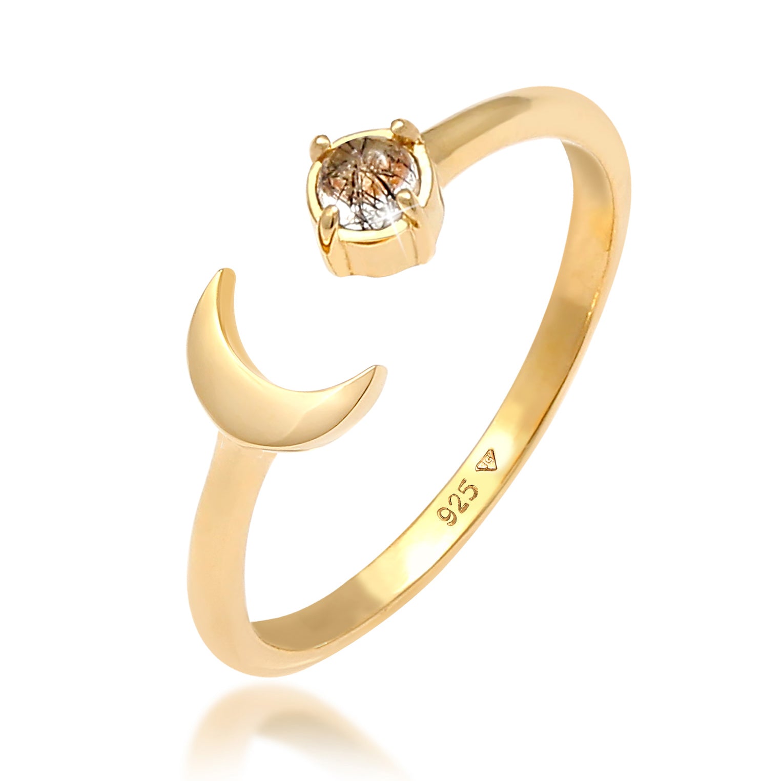 Gold - Elli | Ring Astro | Quarz ( Transparent ) | 925 Sterling Silber vergoldet