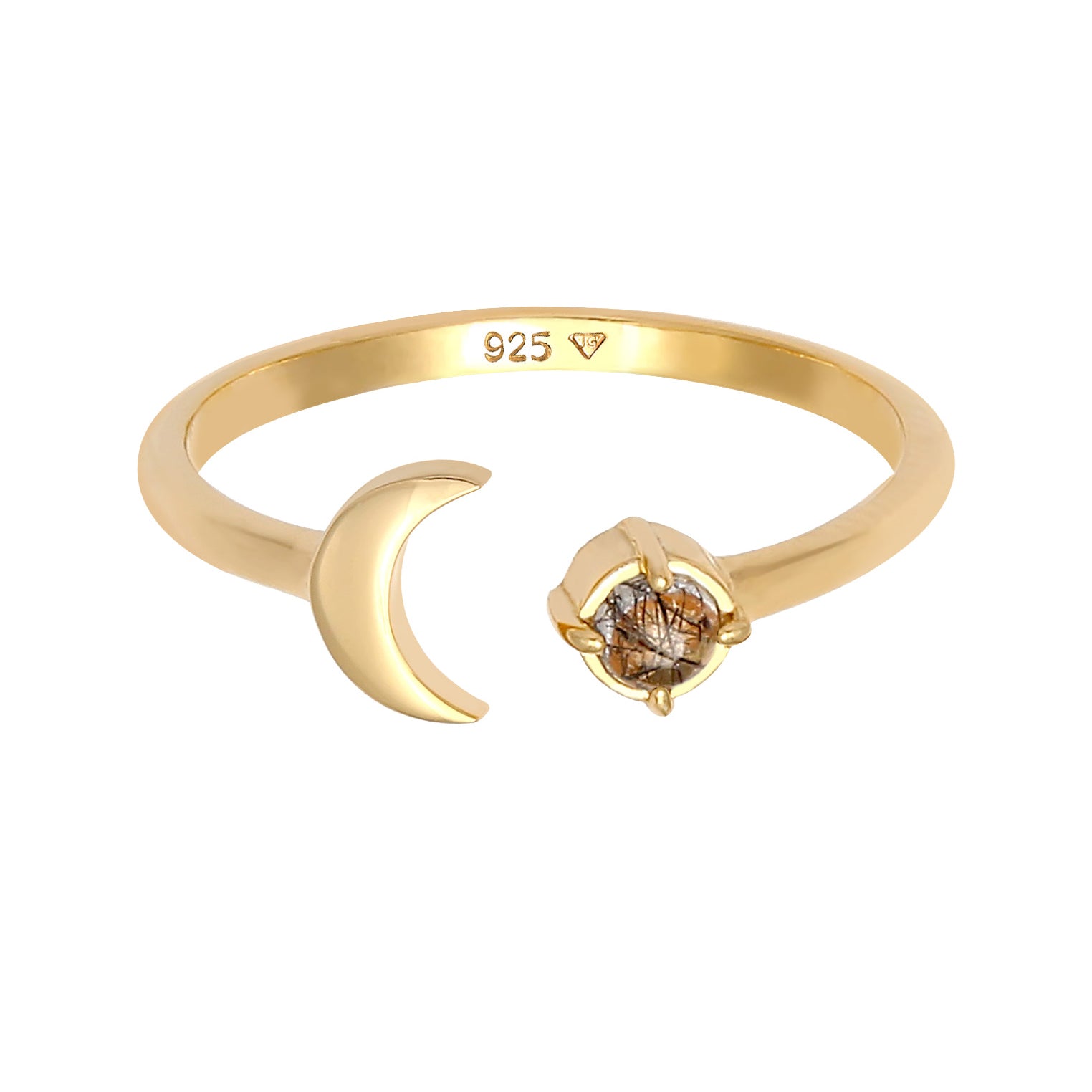 Gold - Elli | Ring Astro | Quarz ( Transparent ) | 925 Sterling Silber vergoldet