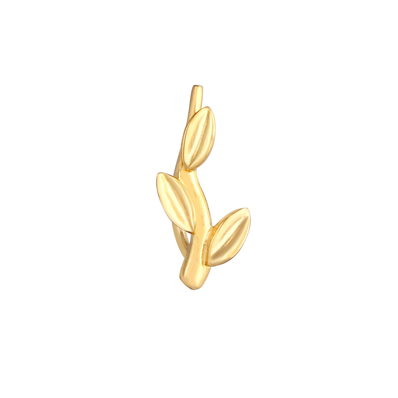 Gold - Elli | Single Earcuff Blatt | 925 Sterling Silber vergoldet