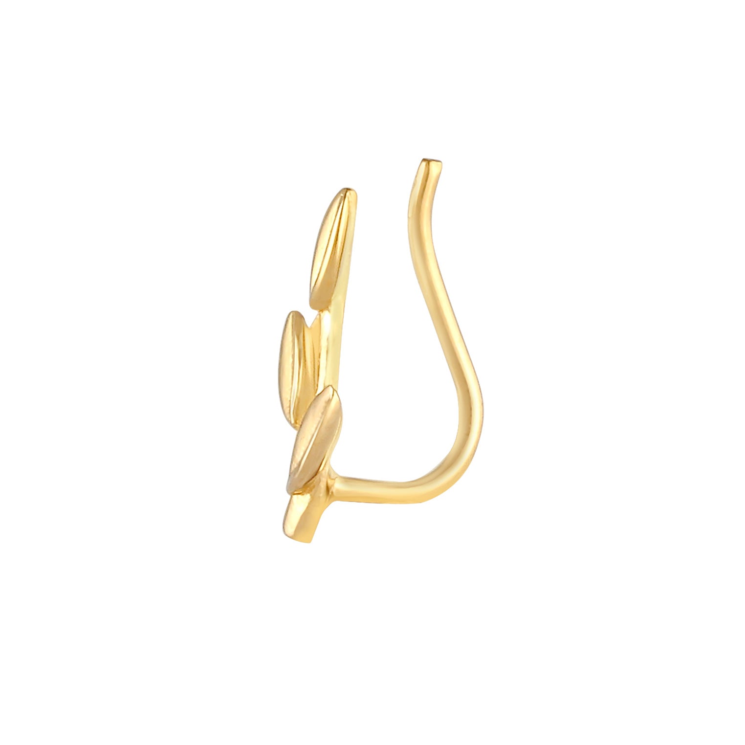 Gold - Elli | Single Earcuff Blatt | 925 Sterling Silber vergoldet