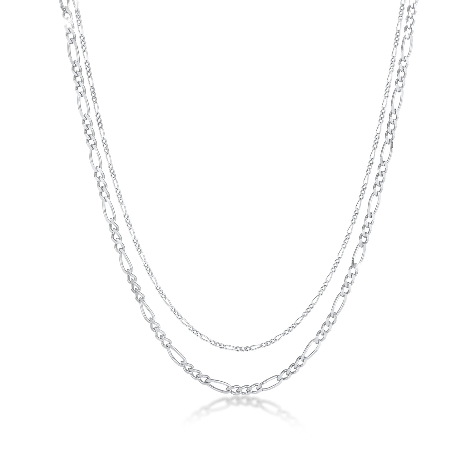 Silber - Elli PREMIUM | Figaro-Layer-Halskette | 925er Sterling Silber