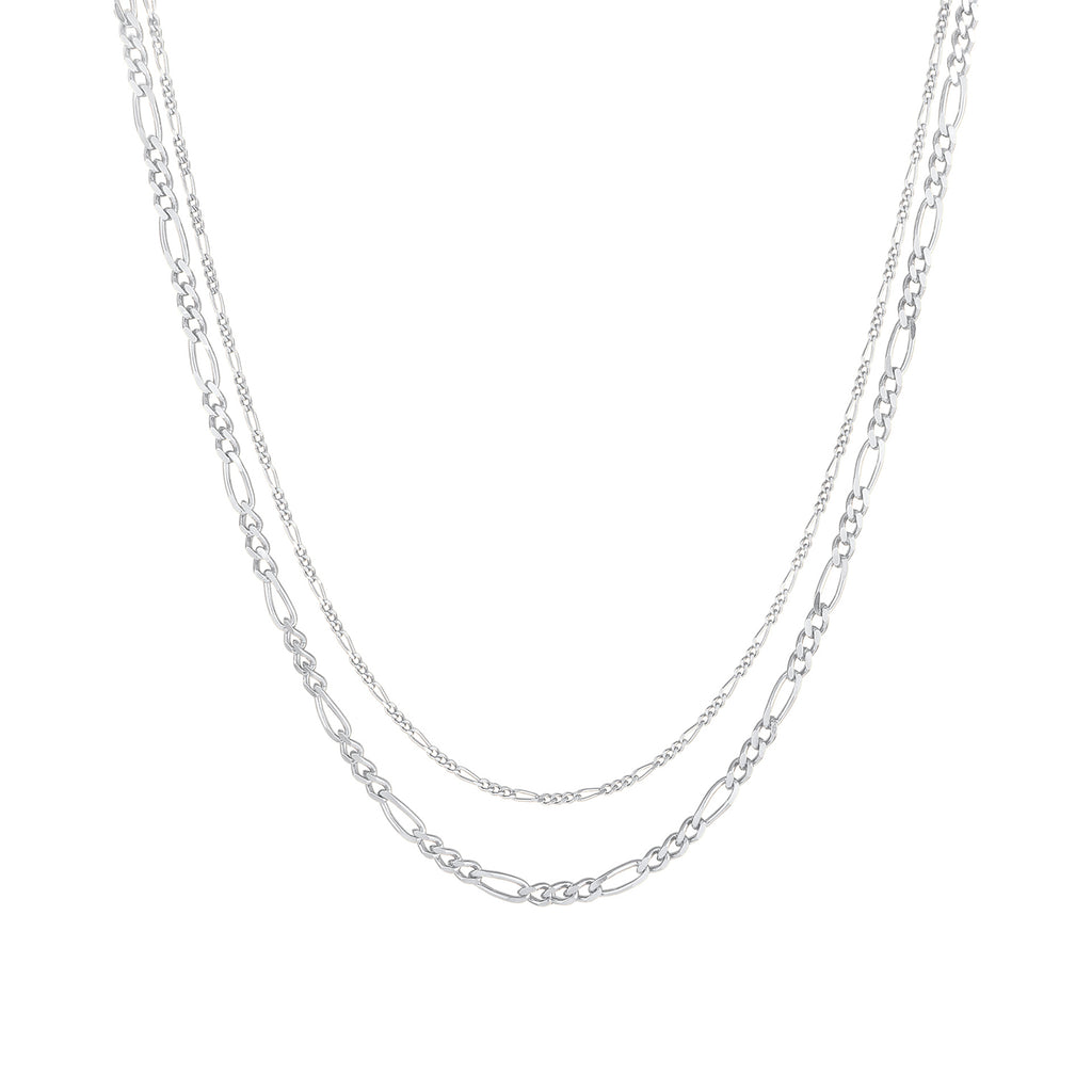 Silber - Elli PREMIUM | Figaro-Layer-Halskette | 925er Sterling Silber